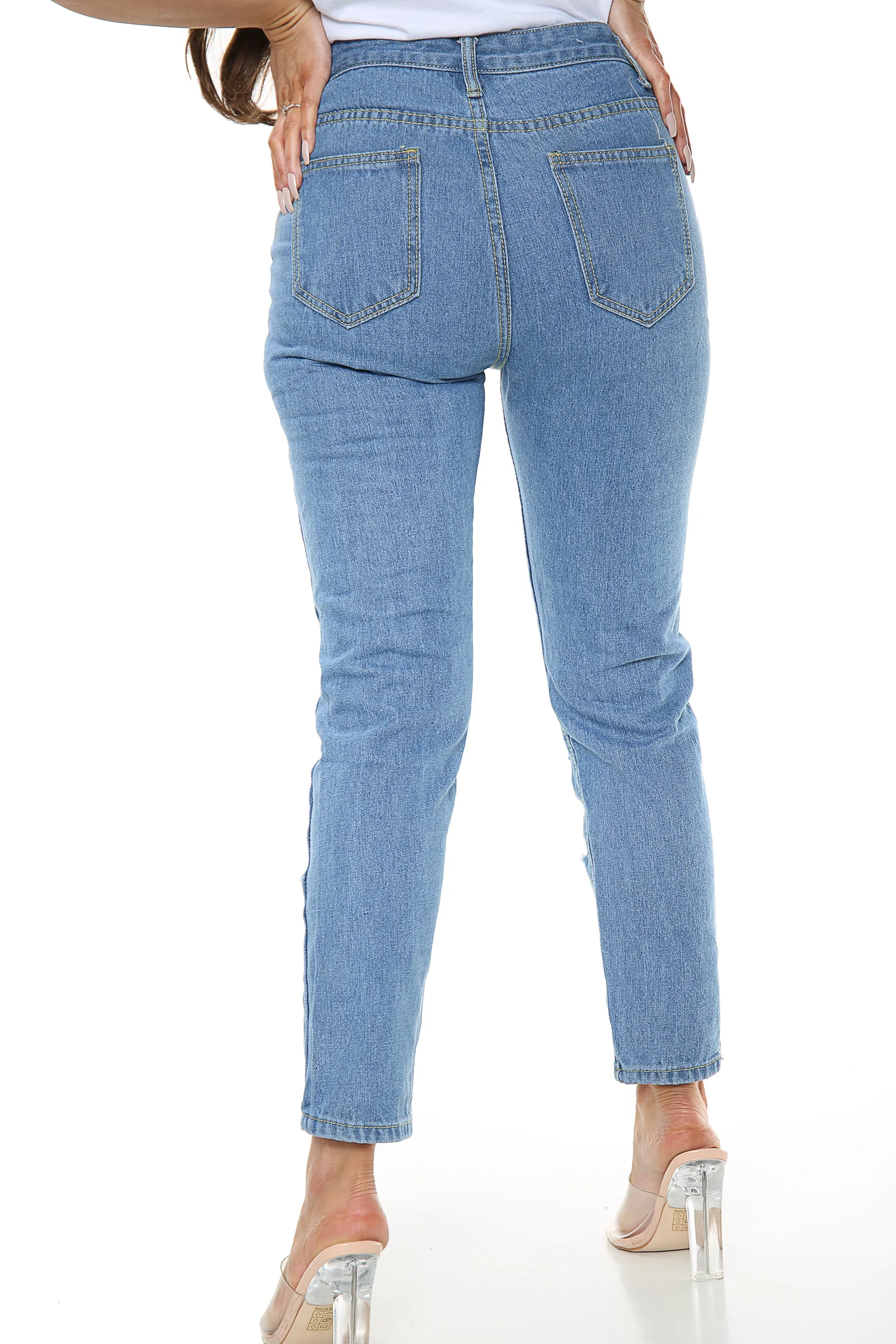 Blue Ripped Boyfriend Jeans sold by Denimwise product image thumbnail 4