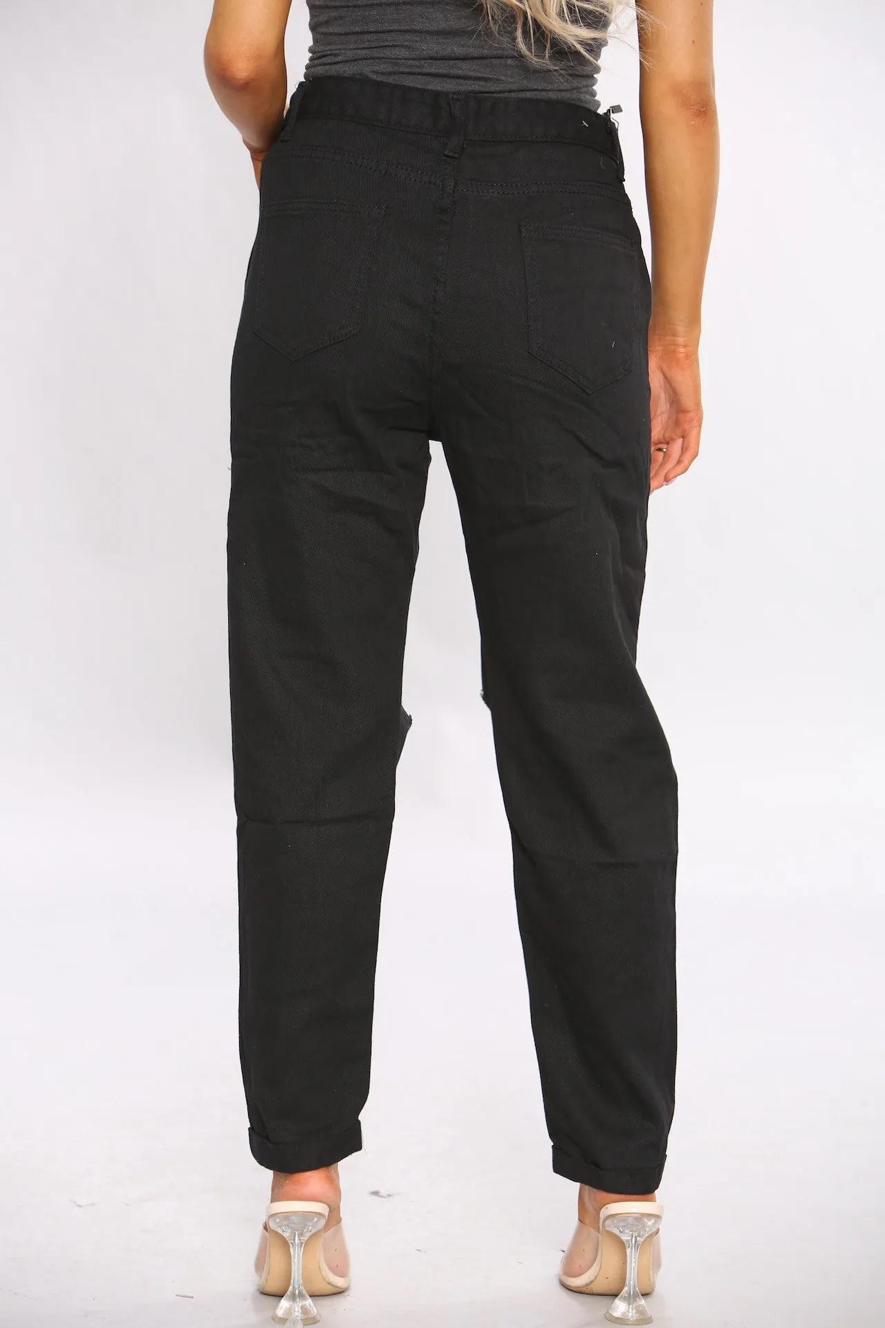 Ripped Denim Black Mom Jeans sold by Denimwise product image thumbnail 4