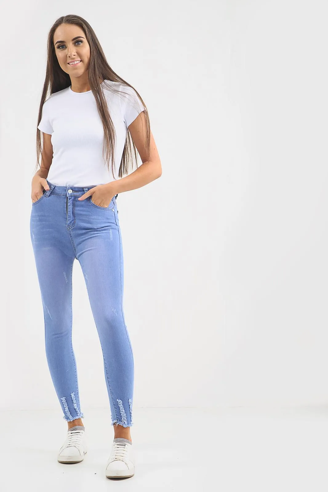 Ladies High waisted light blue Jeans sold by Denimwise