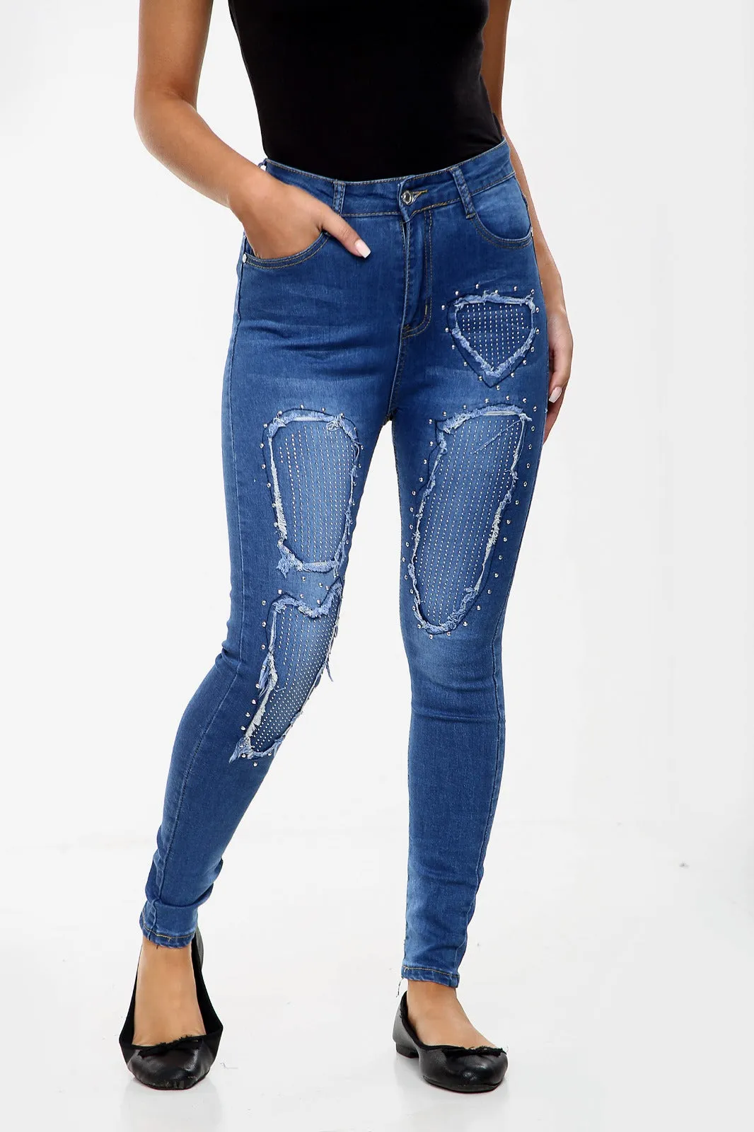 BLUE Diamante Ladies High waisted jeans sold by Denimwise product image thumbnail 2