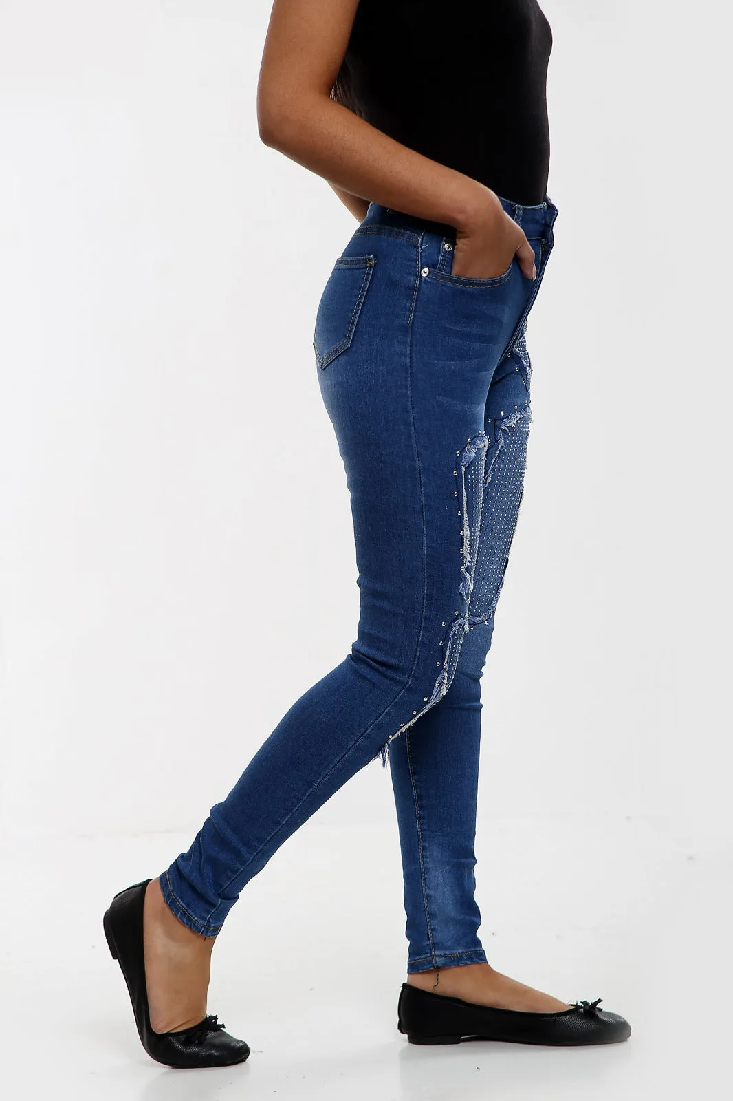 BLUE Diamante Ladies High waisted jeans sold by Denimwise product image thumbnail 3