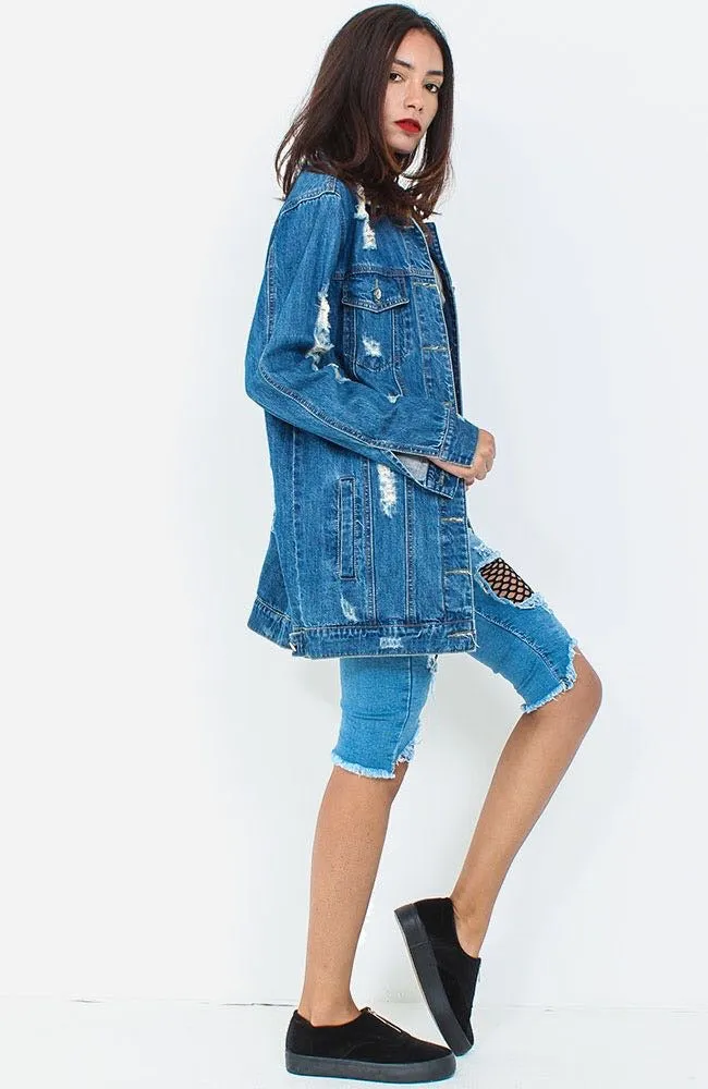 Blue Long Denim Jacket sold by Denimwise product image thumbnail 3