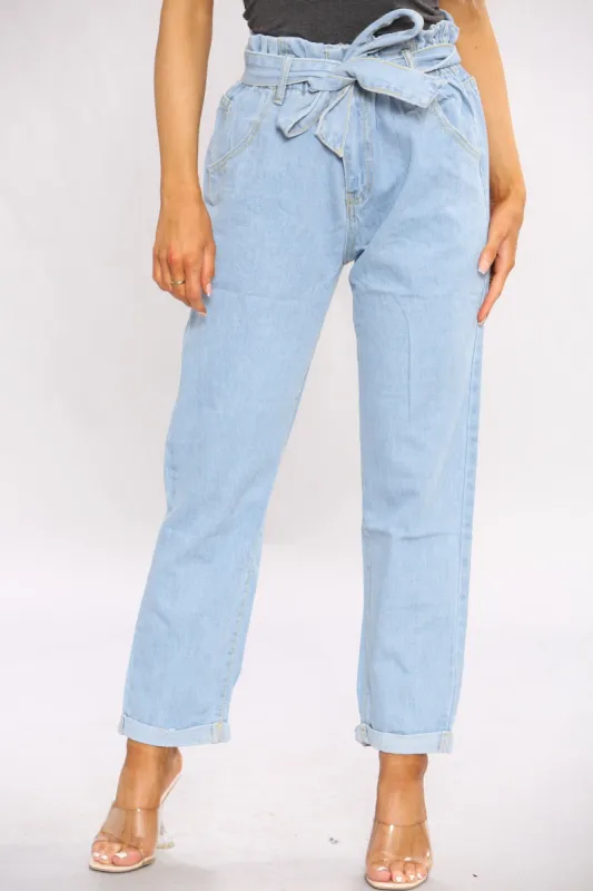 Paperbag Wide Leg Jeans In light Blue sold by Denimwise