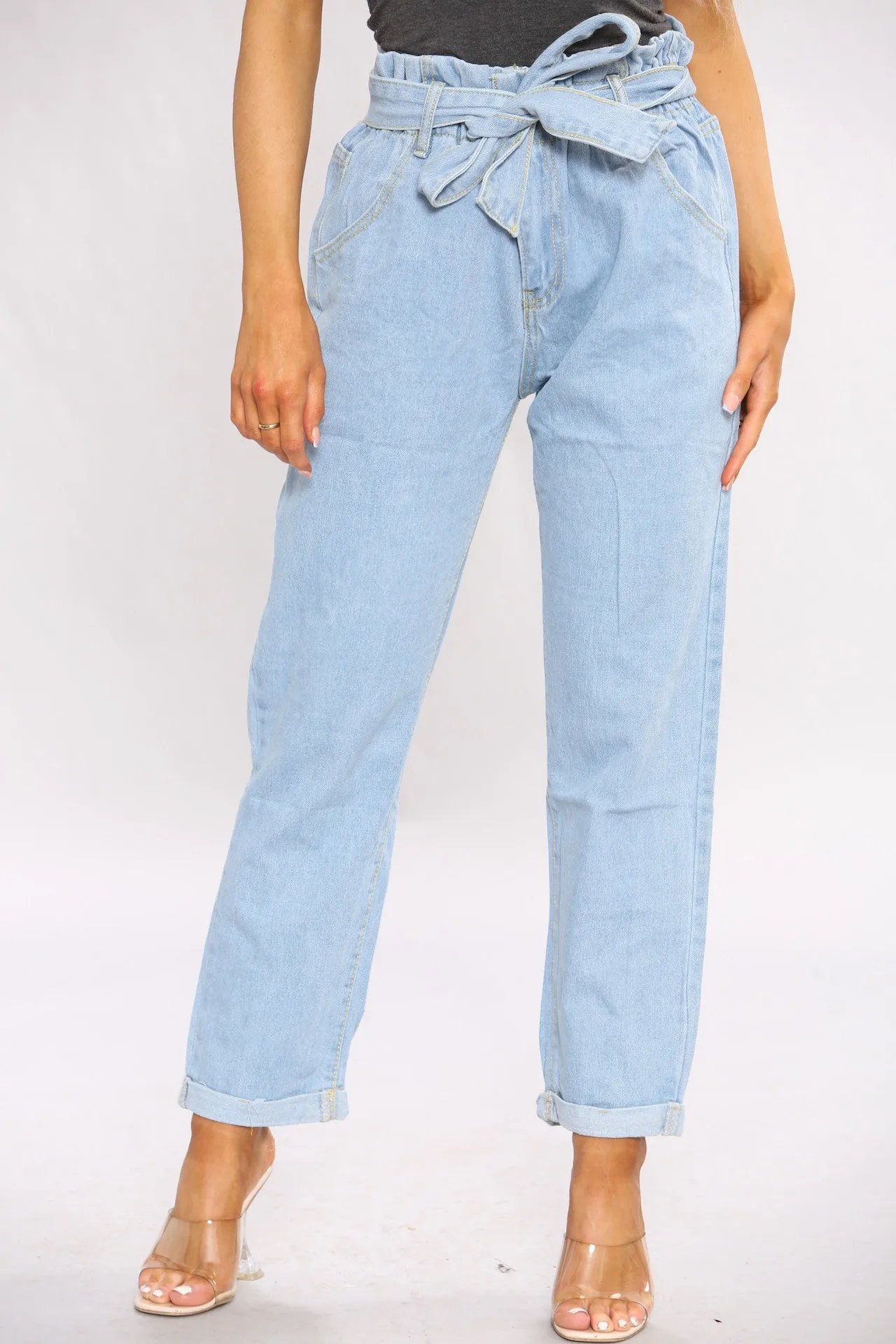 Paperbag Wide Leg Jeans In light Blue sold by Denimwise