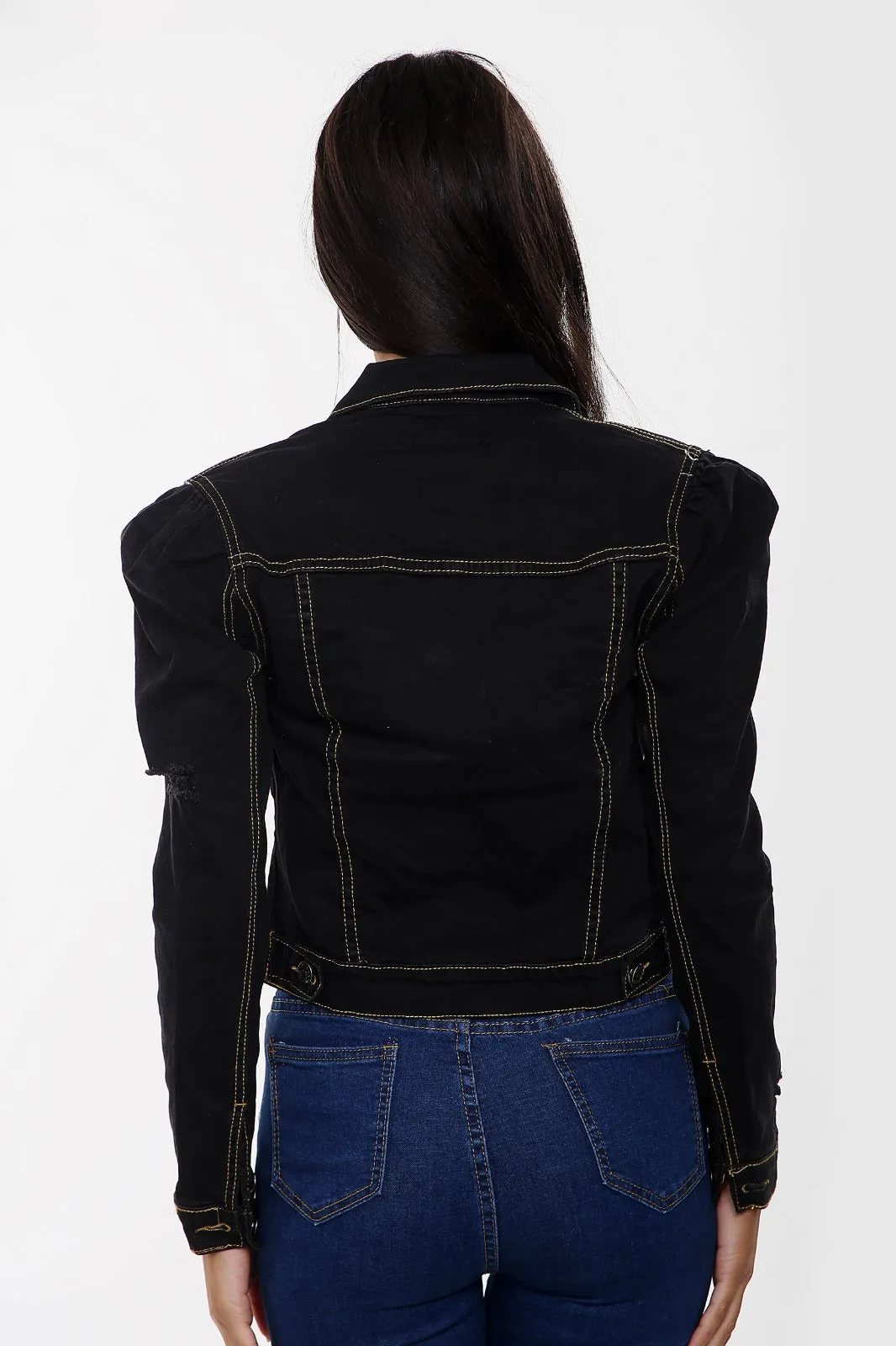 Black Stretch Denim Jacket sold by Denimwise product image thumbnail 4