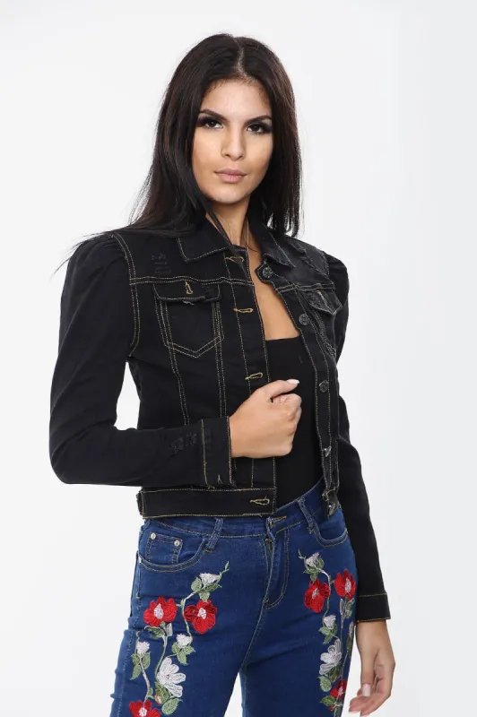 Black Stretch Denim Jacket sold by Denimwise