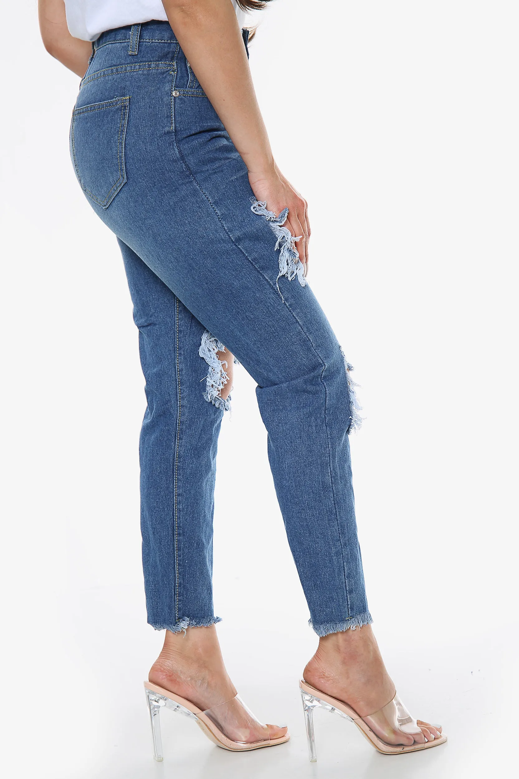 Blue Boyfriend Ripped Jeans sold by Denimwise product image thumbnail 3