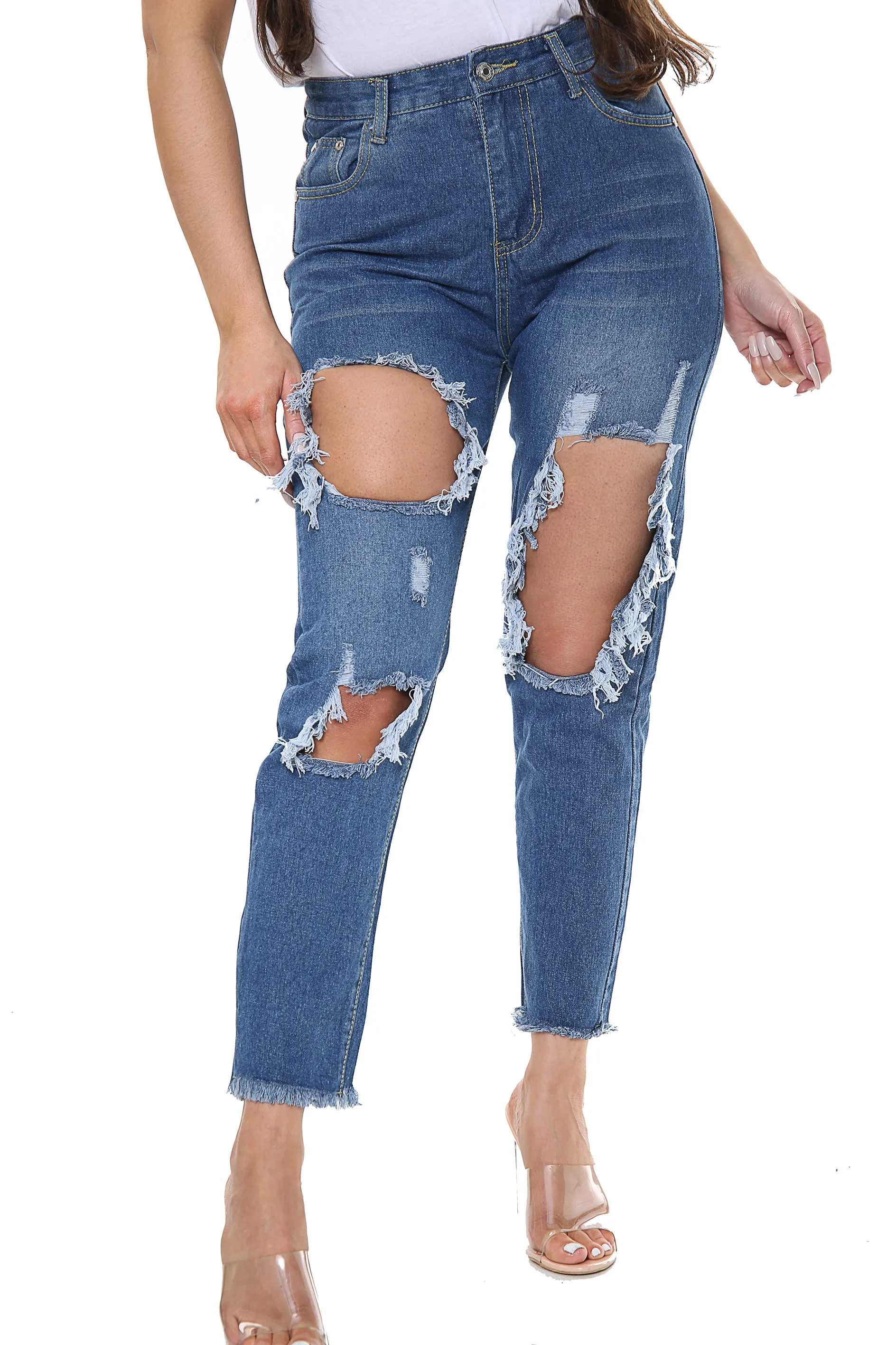 Blue Boyfriend Ripped Jeans sold by Denimwise product image thumbnail 2