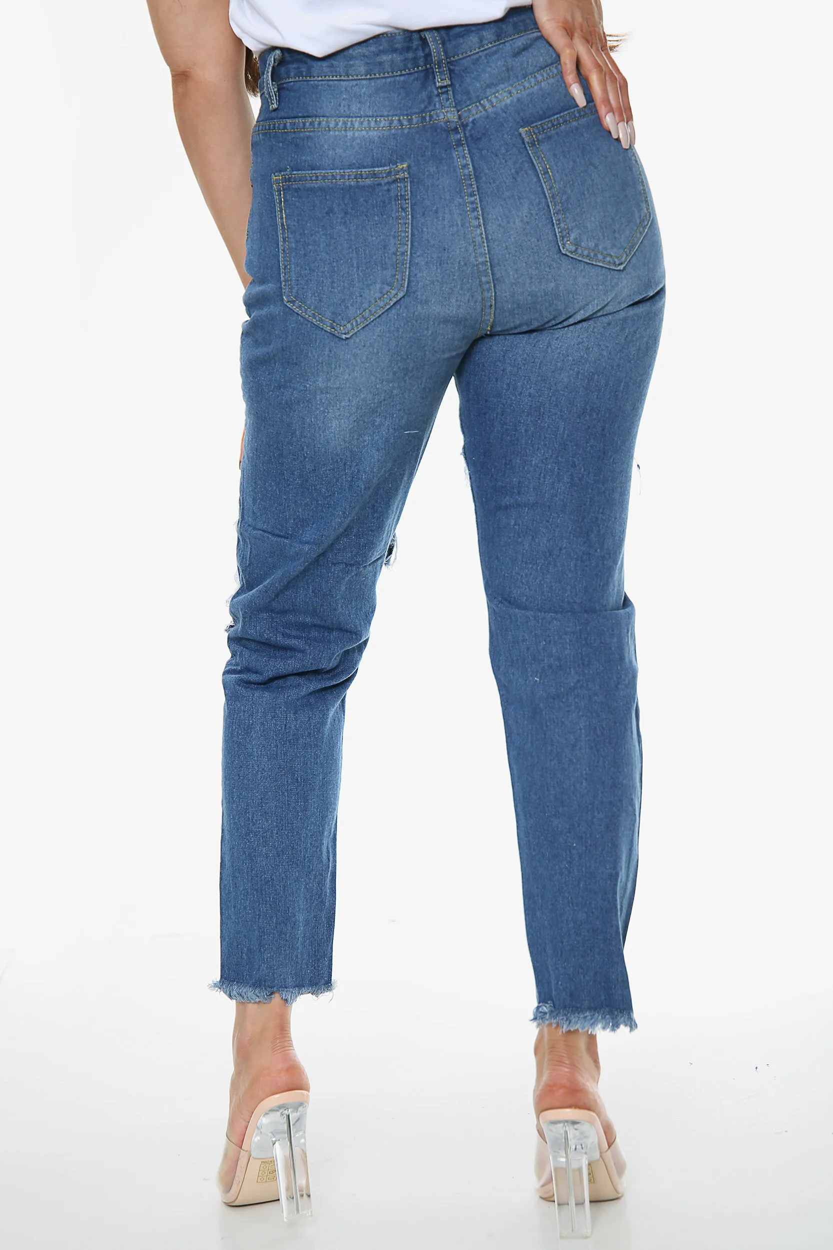 Blue Boyfriend Ripped Jeans sold by Denimwise product image thumbnail 4