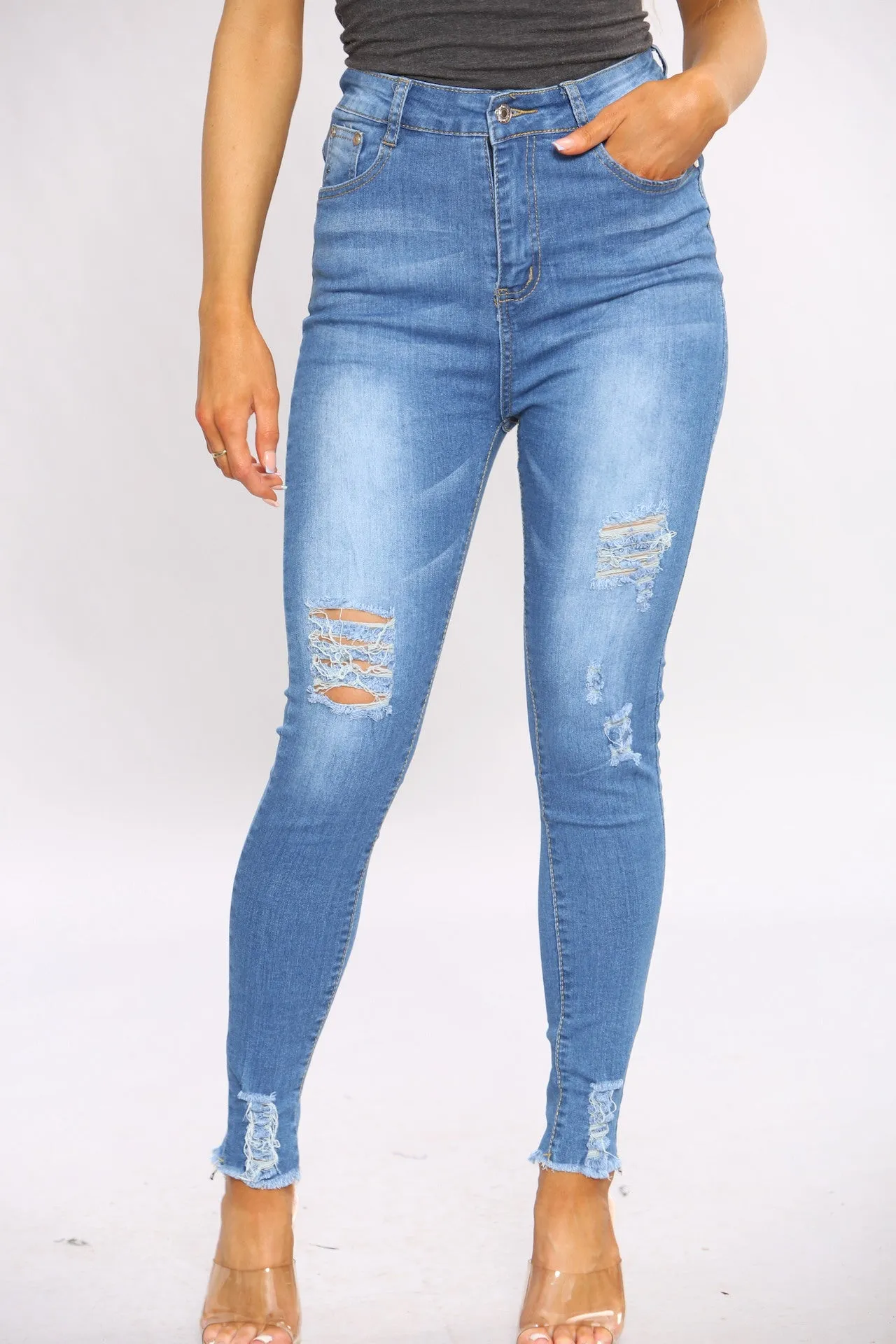 Denim Ripped Skinny Jeans sold by Denimwise