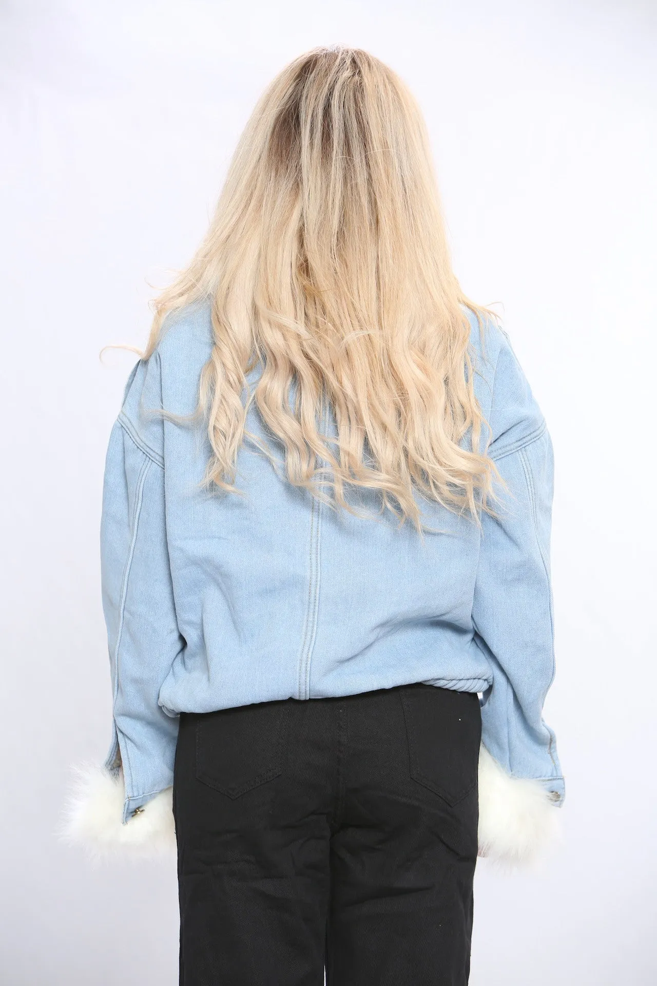 Blue Faux Fur Denim Jacket sold by Denimwise product image thumbnail 3