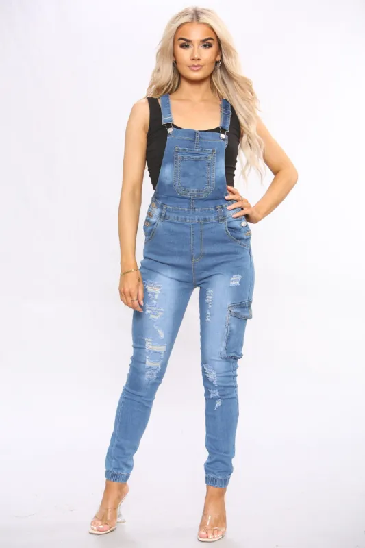 Blue Pocket Front Stretch Denim Dungaree sold by Denimwise