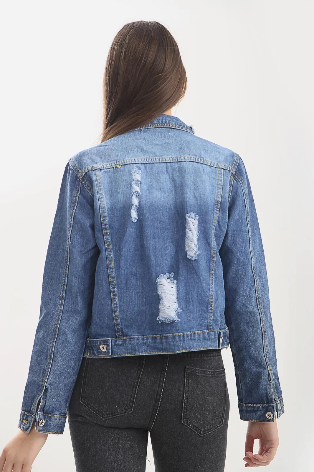 Blue Distressed Denim Jacket sold by Denimwise product image thumbnail 3