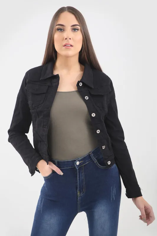 Black Stretch Denim Jacket sold by Denimwise