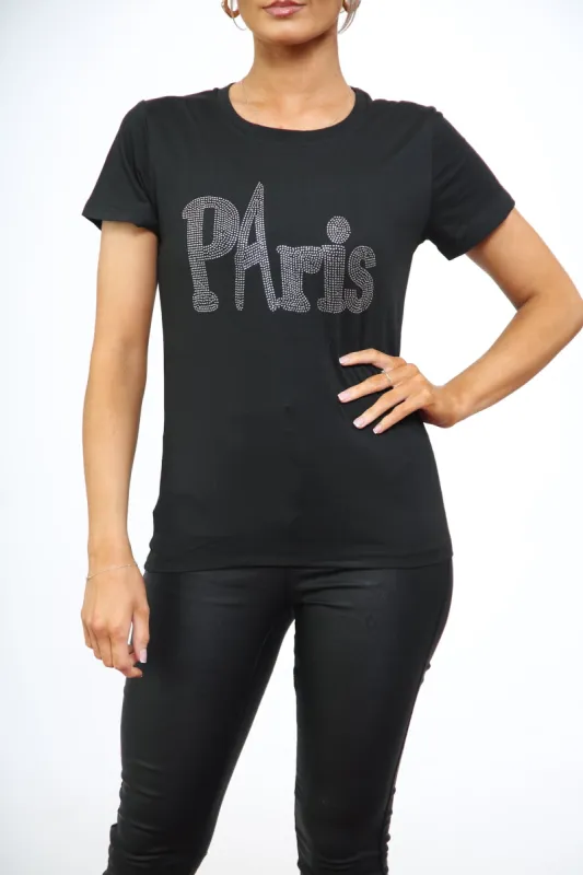 Diamante PARIS T Shirt sold by Denimwise