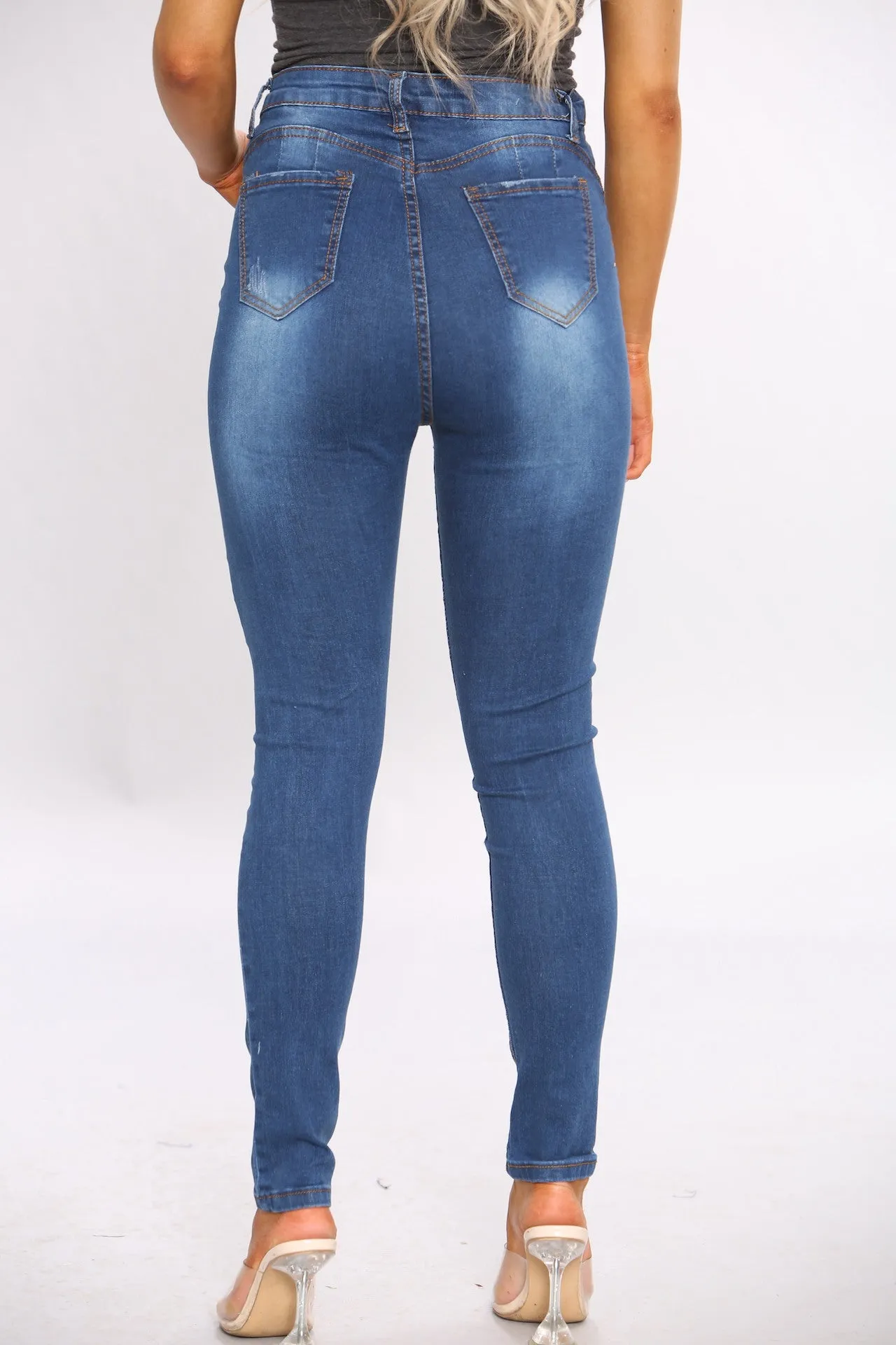 Blue Ripped Skinny Jeans sold by Denimwise product image thumbnail 4