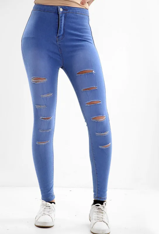 Blue Ladies High waisted jeans sold by Denimwise