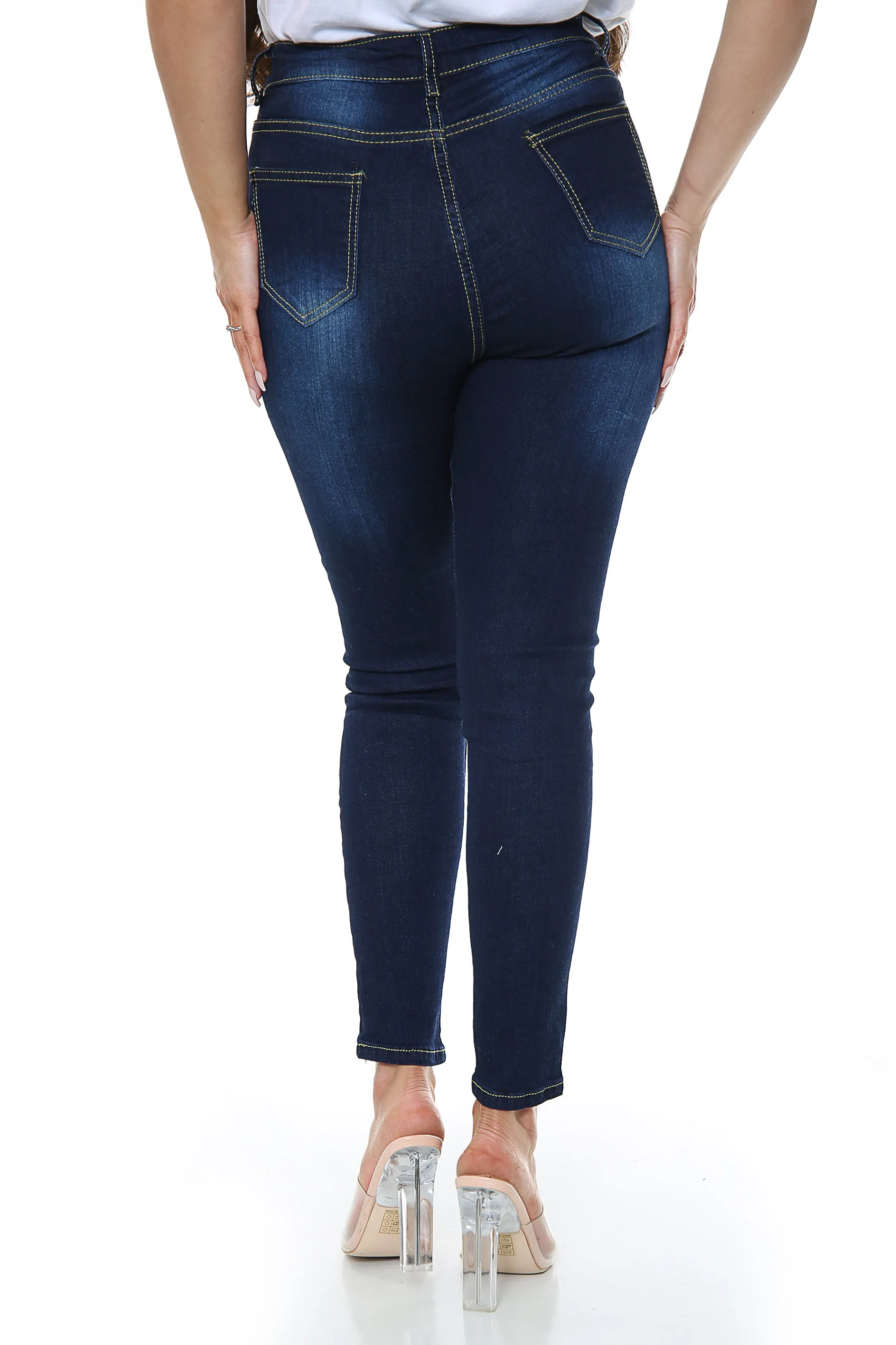 Blue High waisted Plain Jeans sold by Denimwise product image thumbnail 4