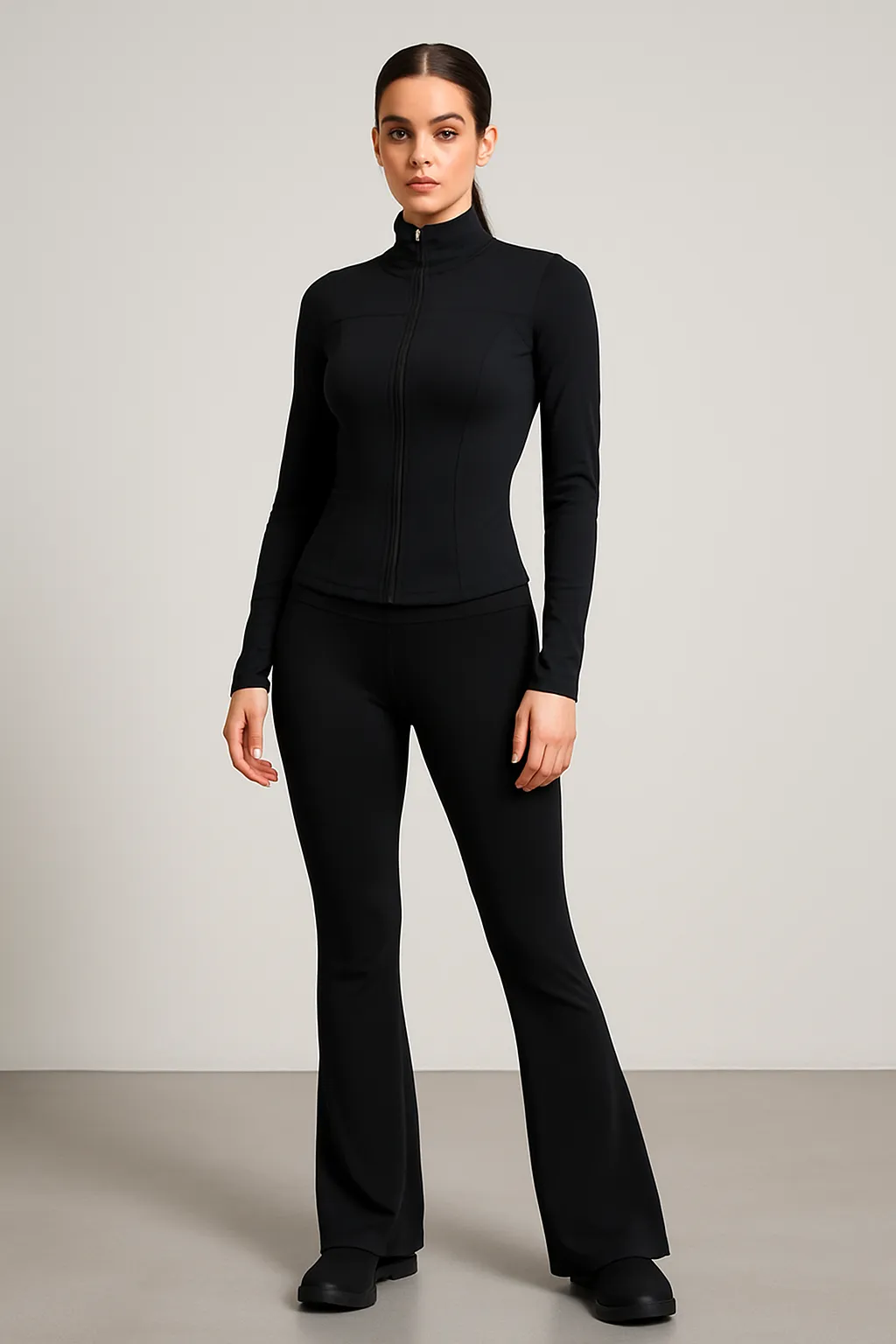 BLACK Zip Front Gym Jacket And Flare Trouser Set (PACK OF SIX) sold by Denimwise product image thumbnail 2