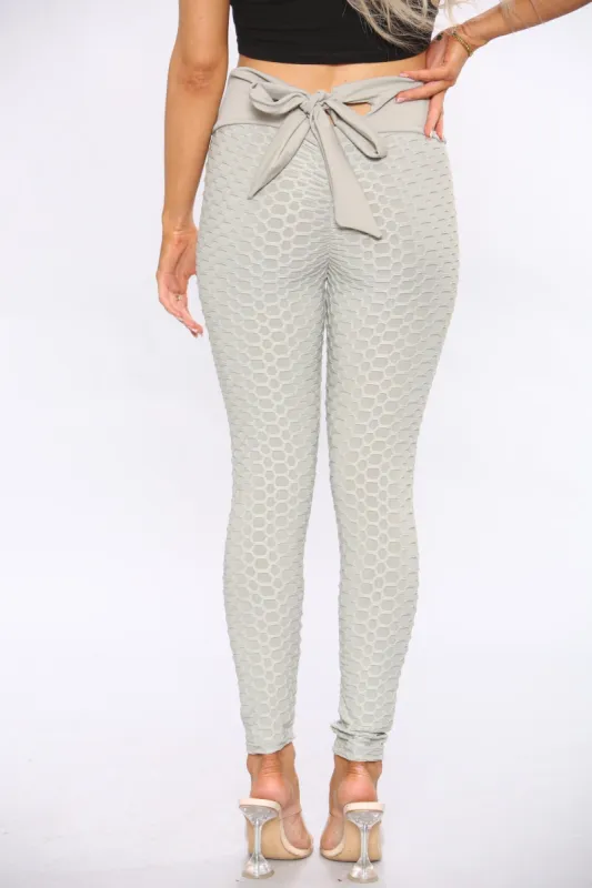 Grey Knotted Waffle Sports Leggings sold by Denimwise