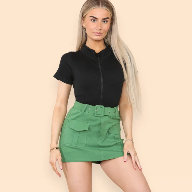 Belted Cargo Skorts For Women made by Denimwise