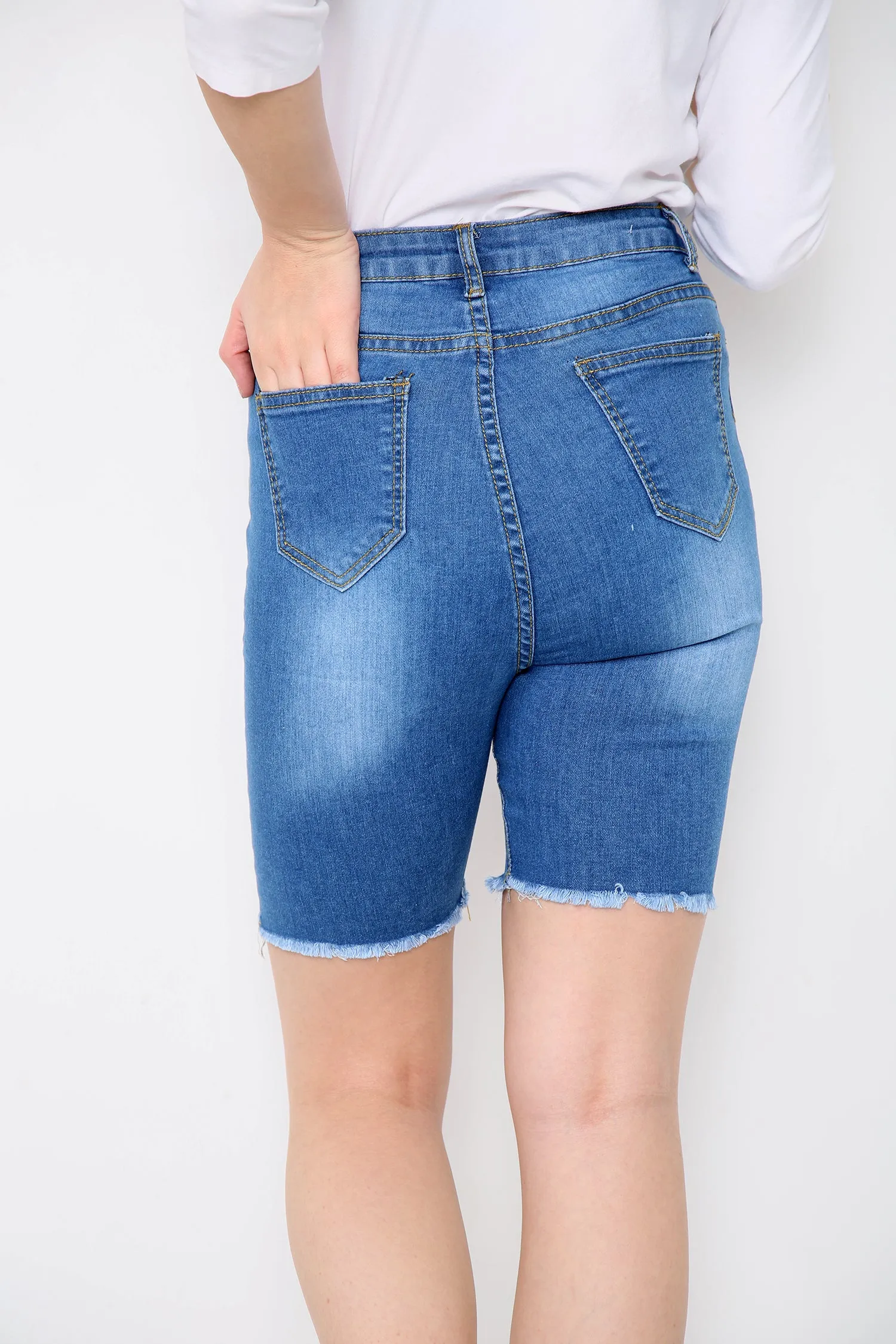 High Waisted Long Denim Shorts For Women sold by Denimwise product image thumbnail 3