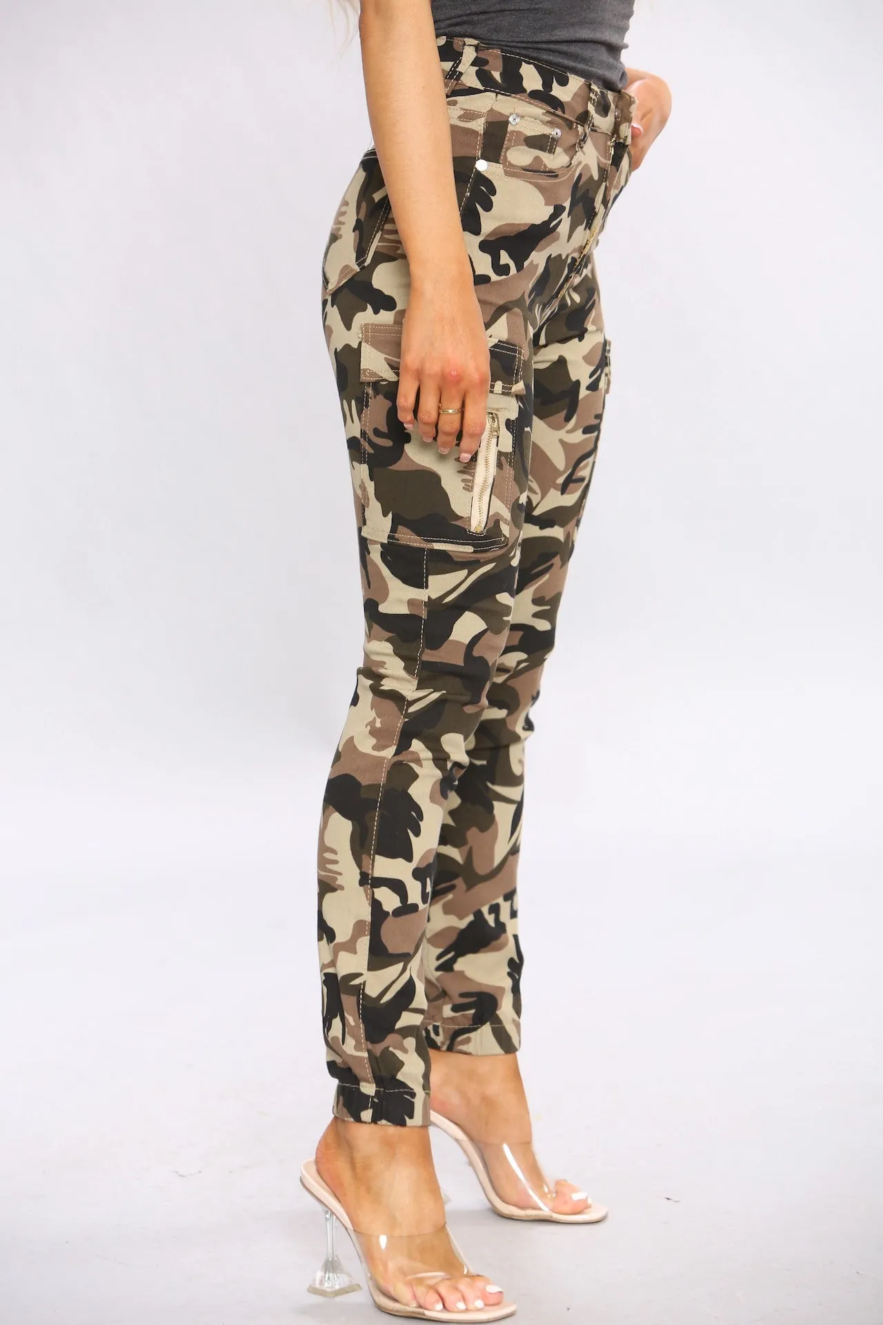 Khaki Camo Print Cargo Pants sold by Denimwise product image thumbnail 3