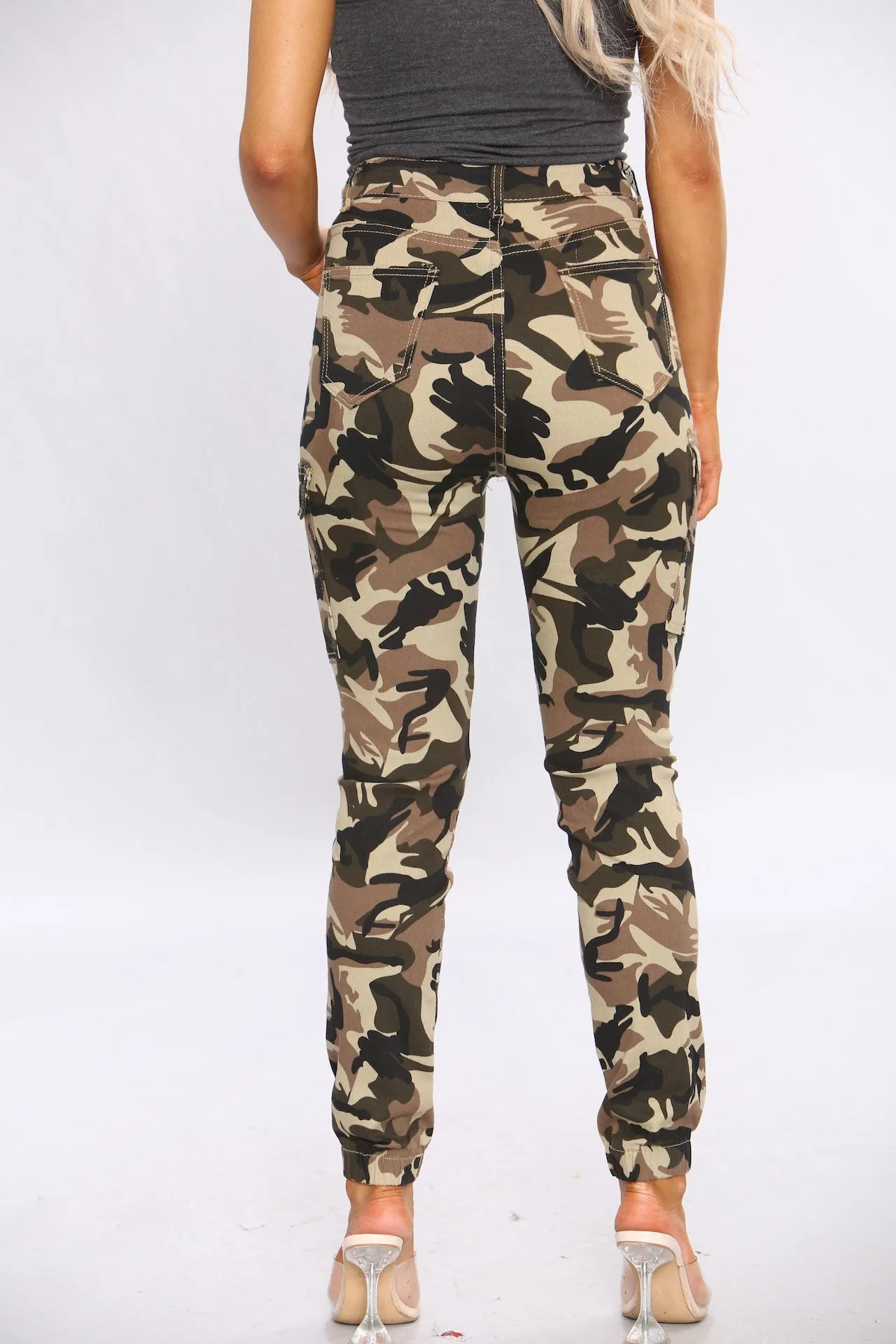 Khaki Camo Print Cargo Pants sold by Denimwise product image thumbnail 4