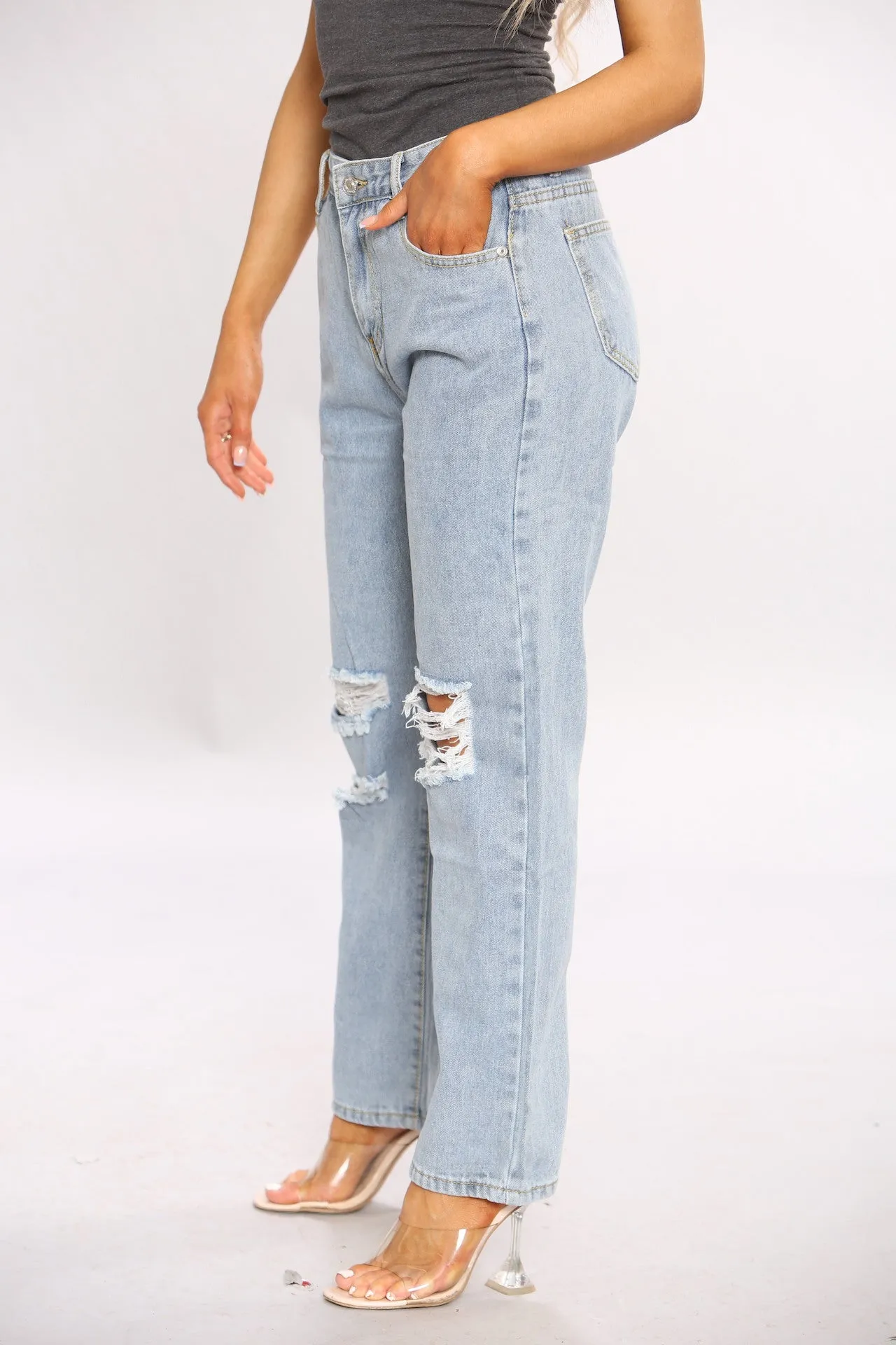 Acid Wash Wide Leg Mom Jeans For Women sold by Denimwise product image thumbnail 3