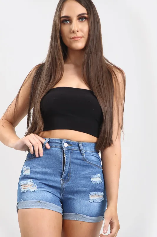 High waisted Denim Ladies Blue Shorts made by Denimwise