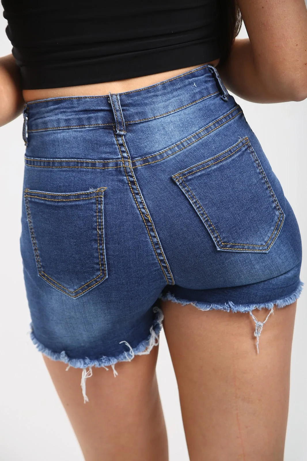 High Waisted Ladies Dark Blue Shorts sold by Denimwise product image thumbnail 4