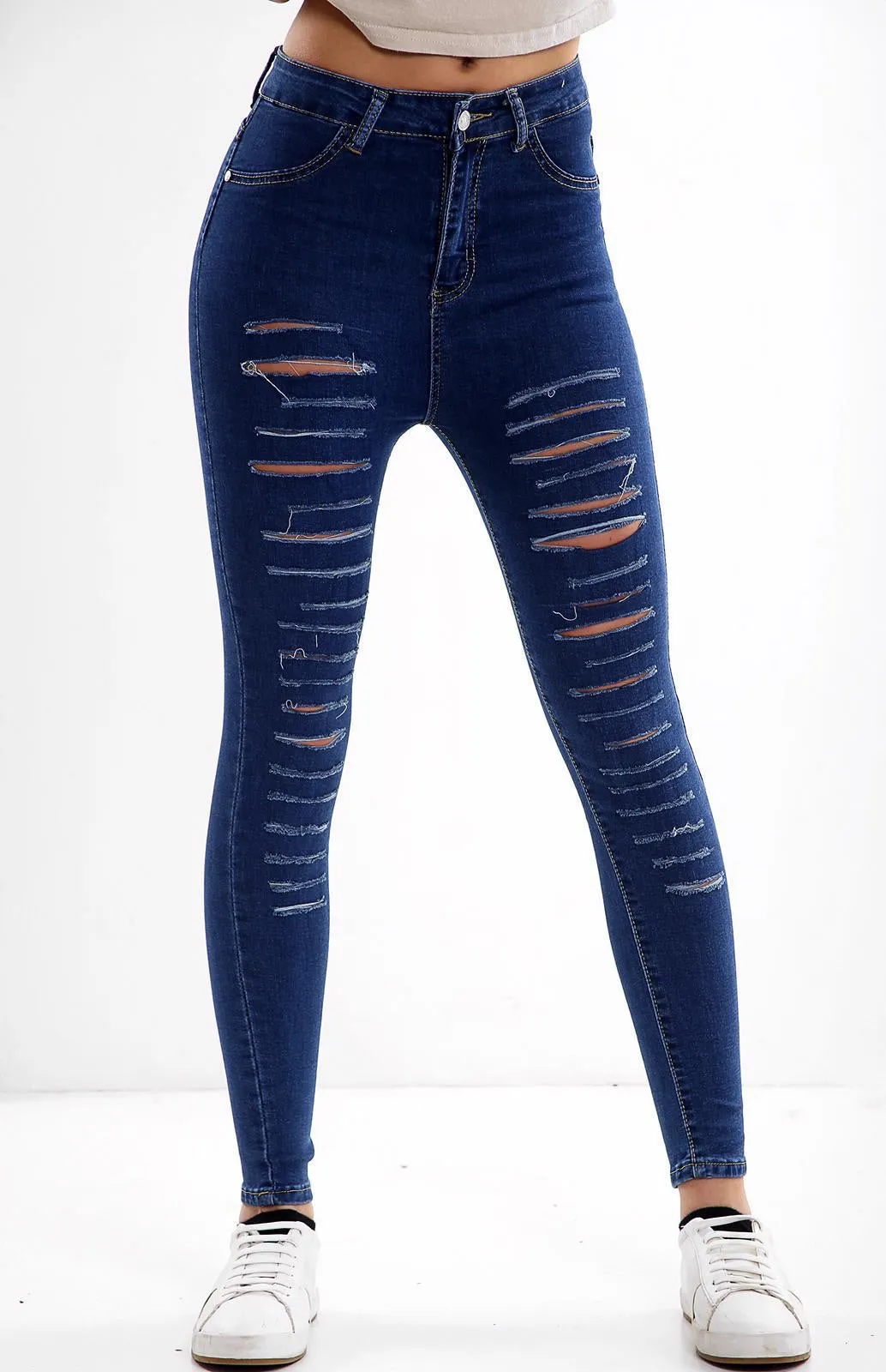 Blue Ladies High Waisted Multi Cut Jeans sold by Denimwise product image thumbnail 3