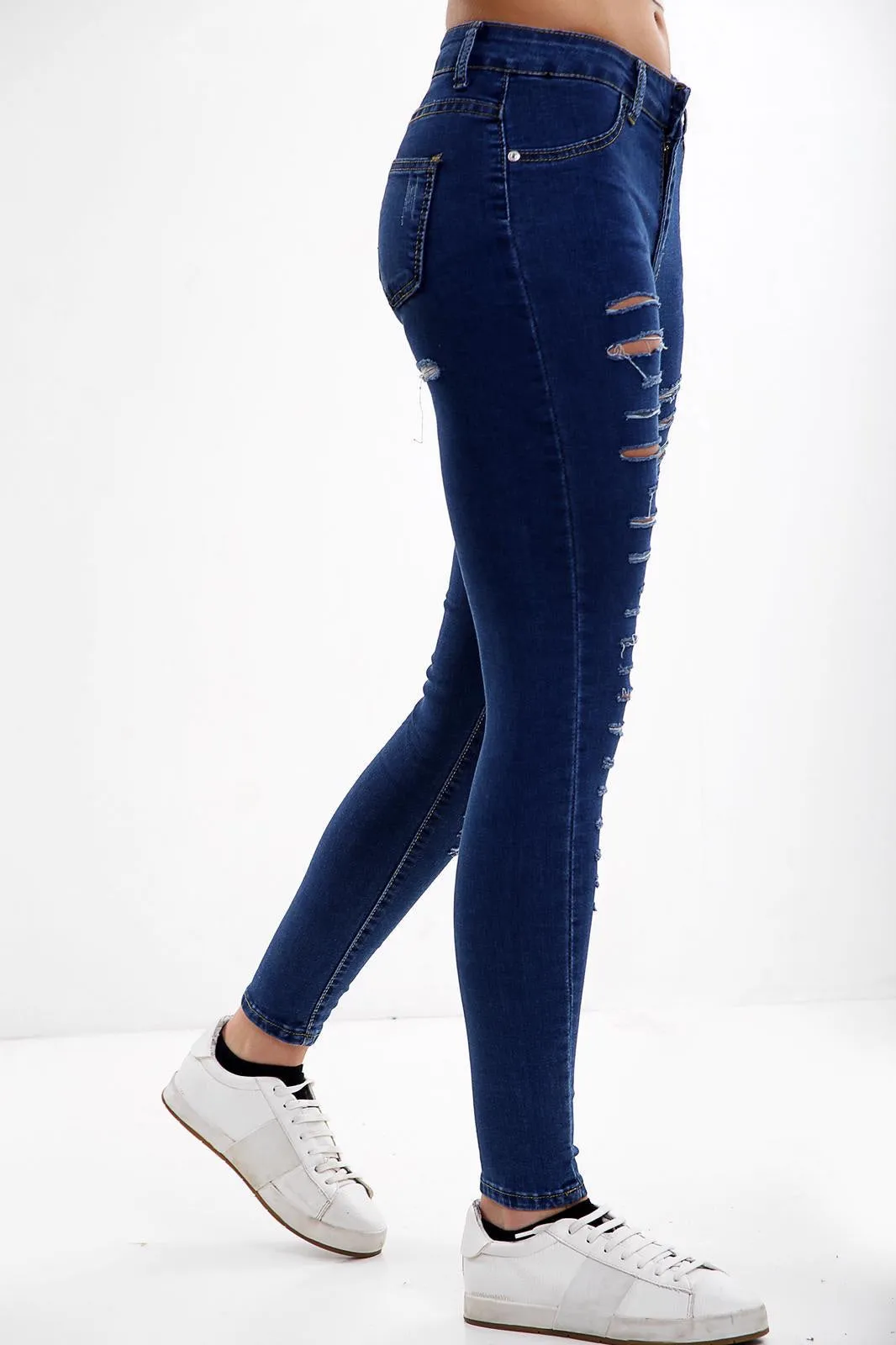 Blue Ladies High Waisted Multi Cut Jeans sold by Denimwise product image thumbnail 2