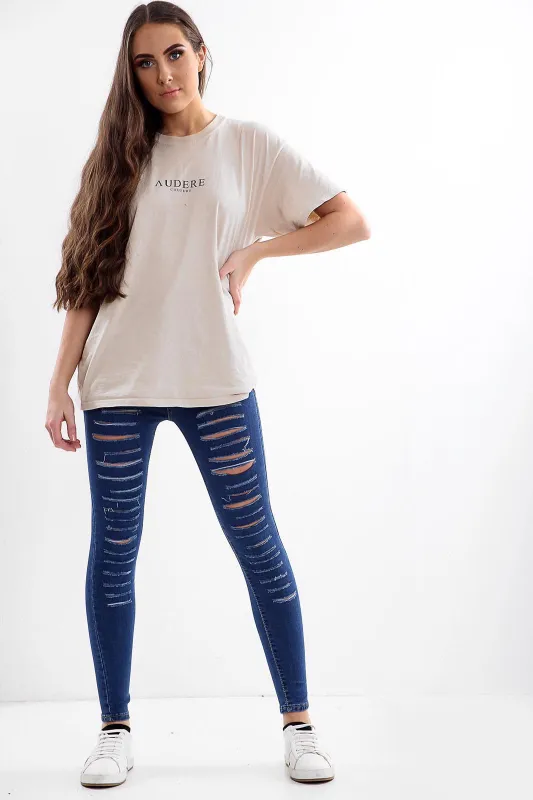 Blue Ladies High Waisted Multi Cut Jeans made by Denimwise