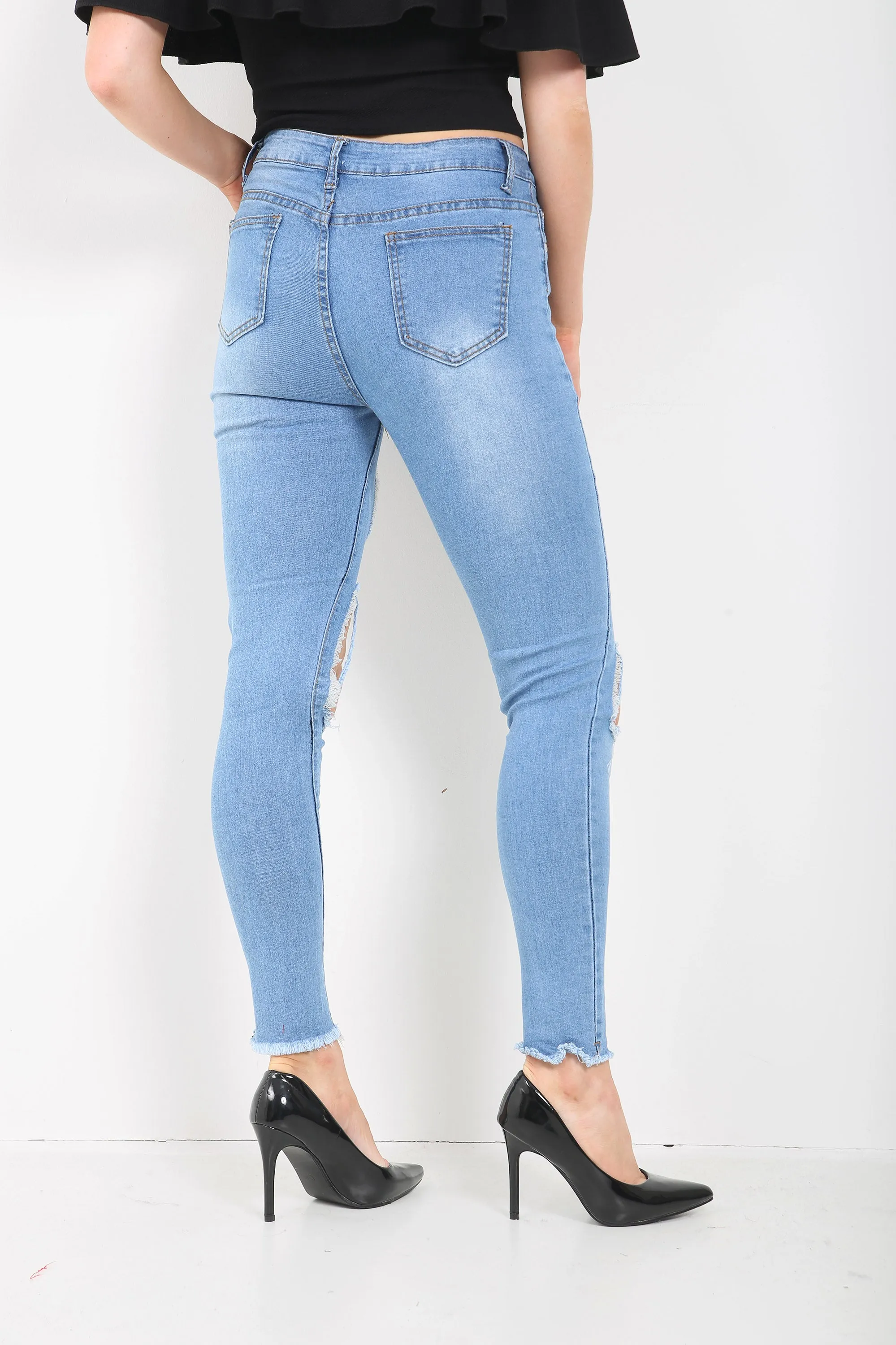 Catty Distressed Skinny Jeans - Light Blue Wash sold by Denimwise product image thumbnail 2