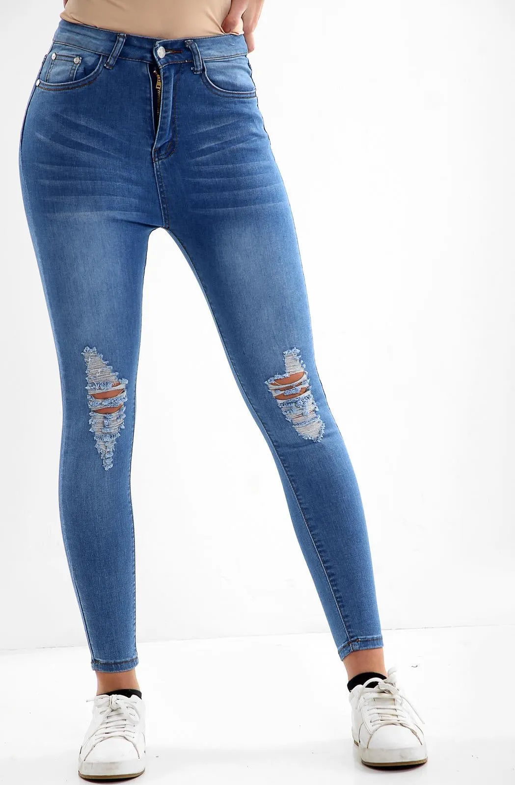 Stretch High Waisted Denim Skinny Jeans sold by Denimwise