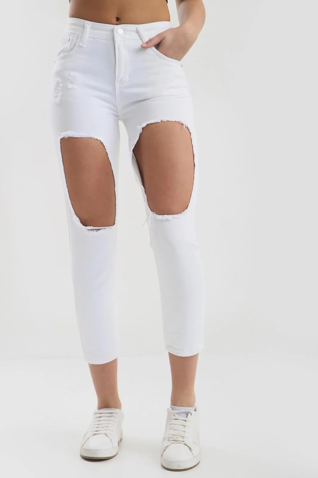 WHITE Ladies High waisted jeans sold by Denimwise product image thumbnail 2
