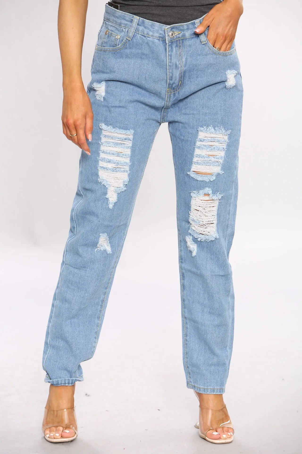 Denim Blue wash Mom Jeans sold by Denimwise