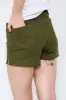 Khaki Buttons Distressed High Waisted Denim Shorts sold by Denimwise