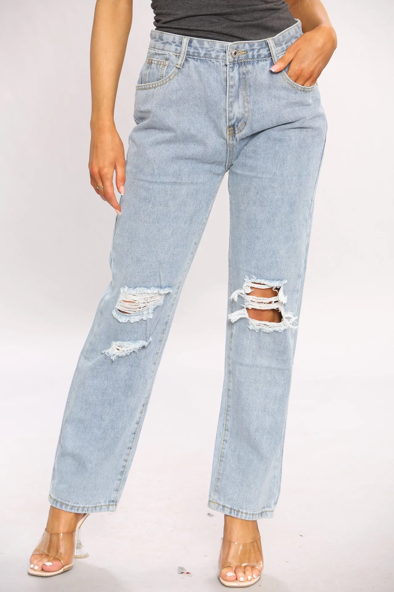 Acid Wash Wide Leg Mom Jeans sold by Denimwise product image thumbnail 2