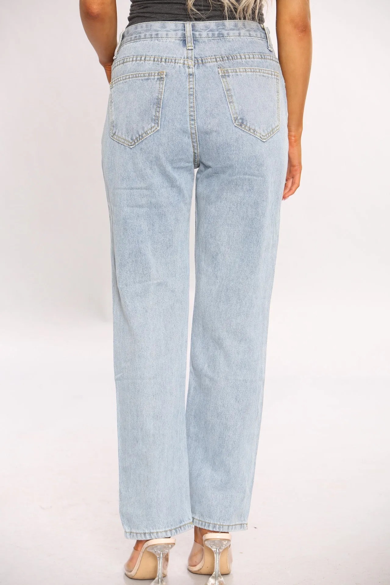 Acid Wash Wide Leg Mom Jeans sold by Denimwise product image thumbnail 4