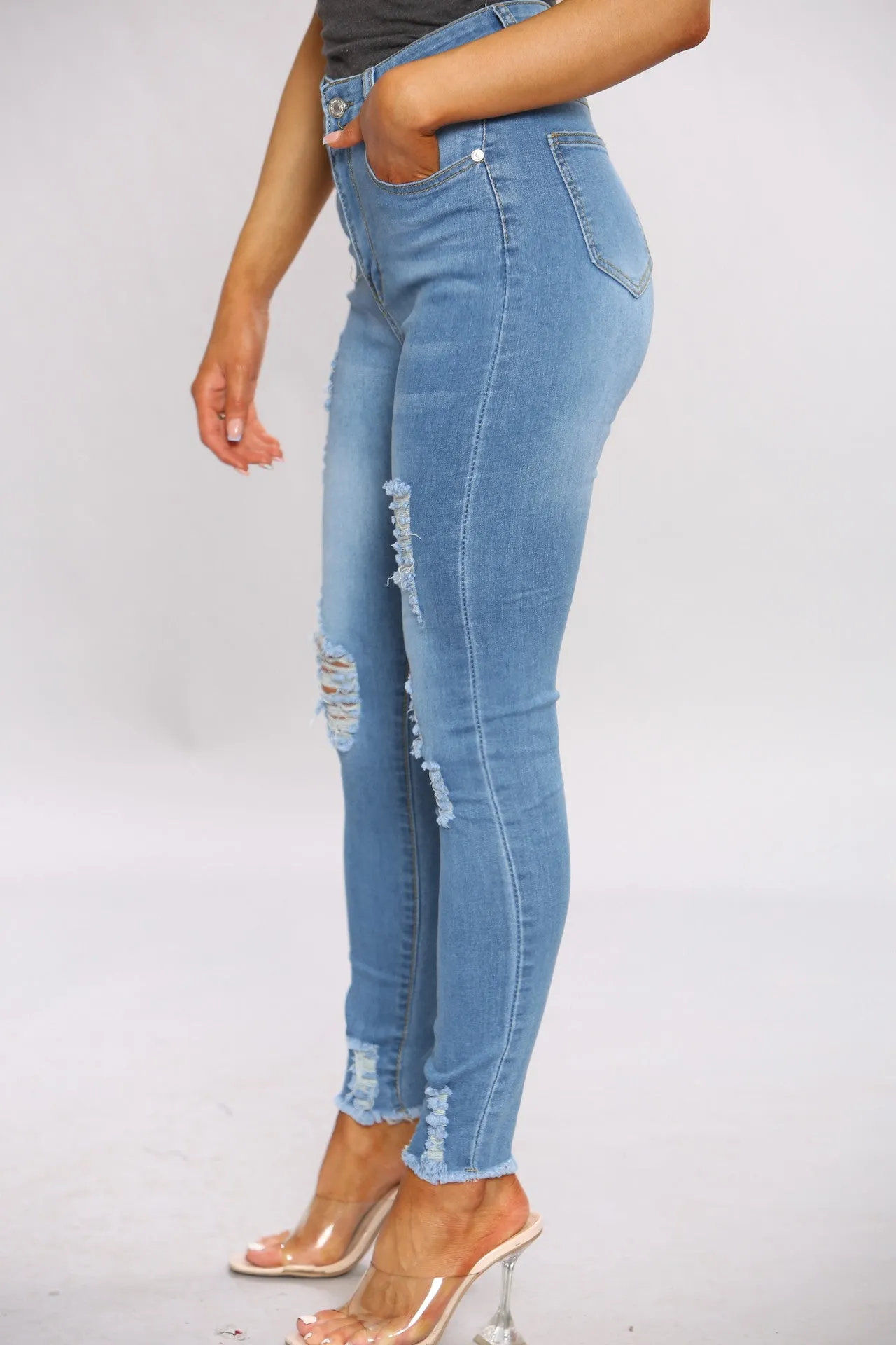 Denim Ripped Skinny Jeans sold by Denimwise product image thumbnail 3