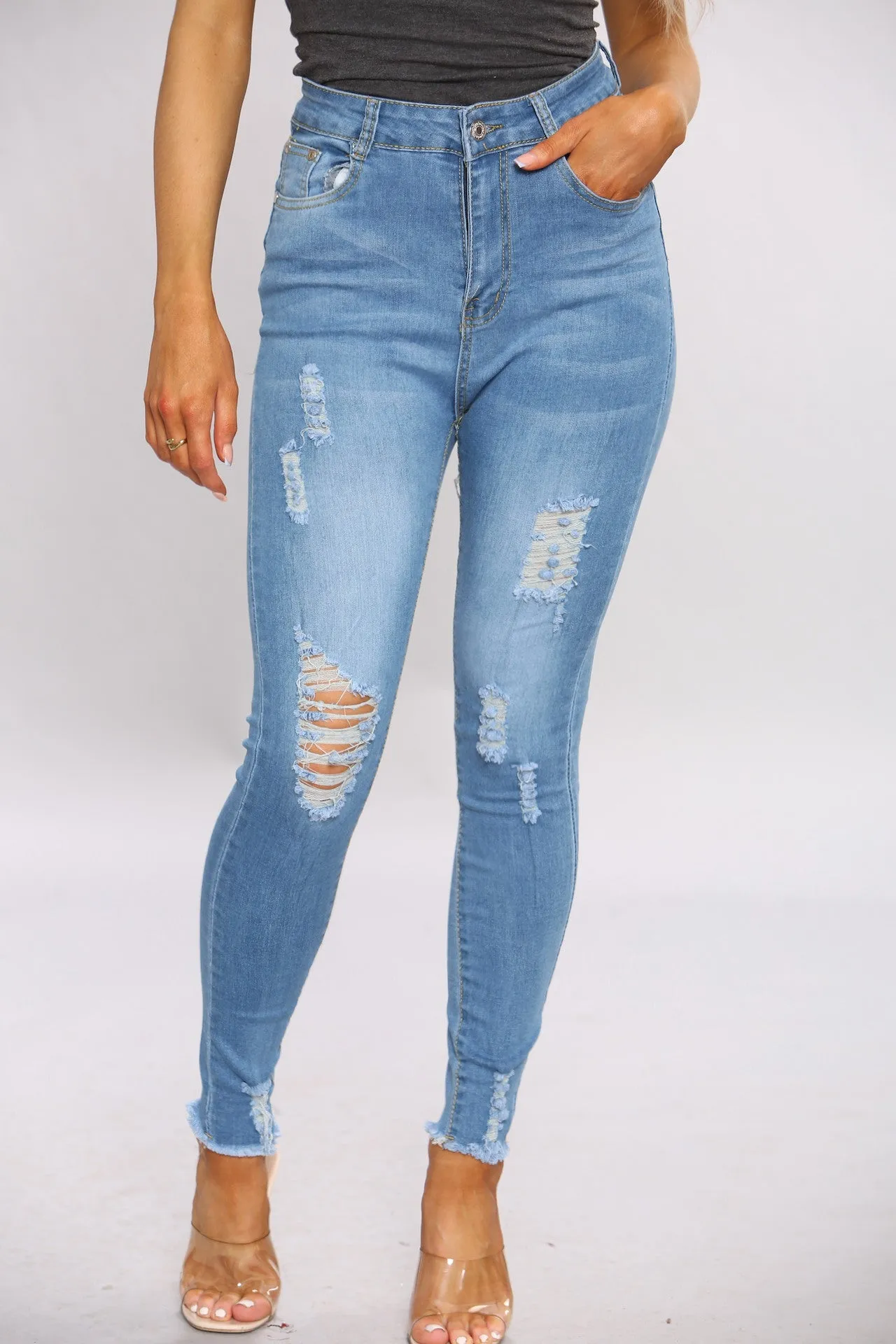 Denim Ripped Skinny Jeans sold by Denimwise