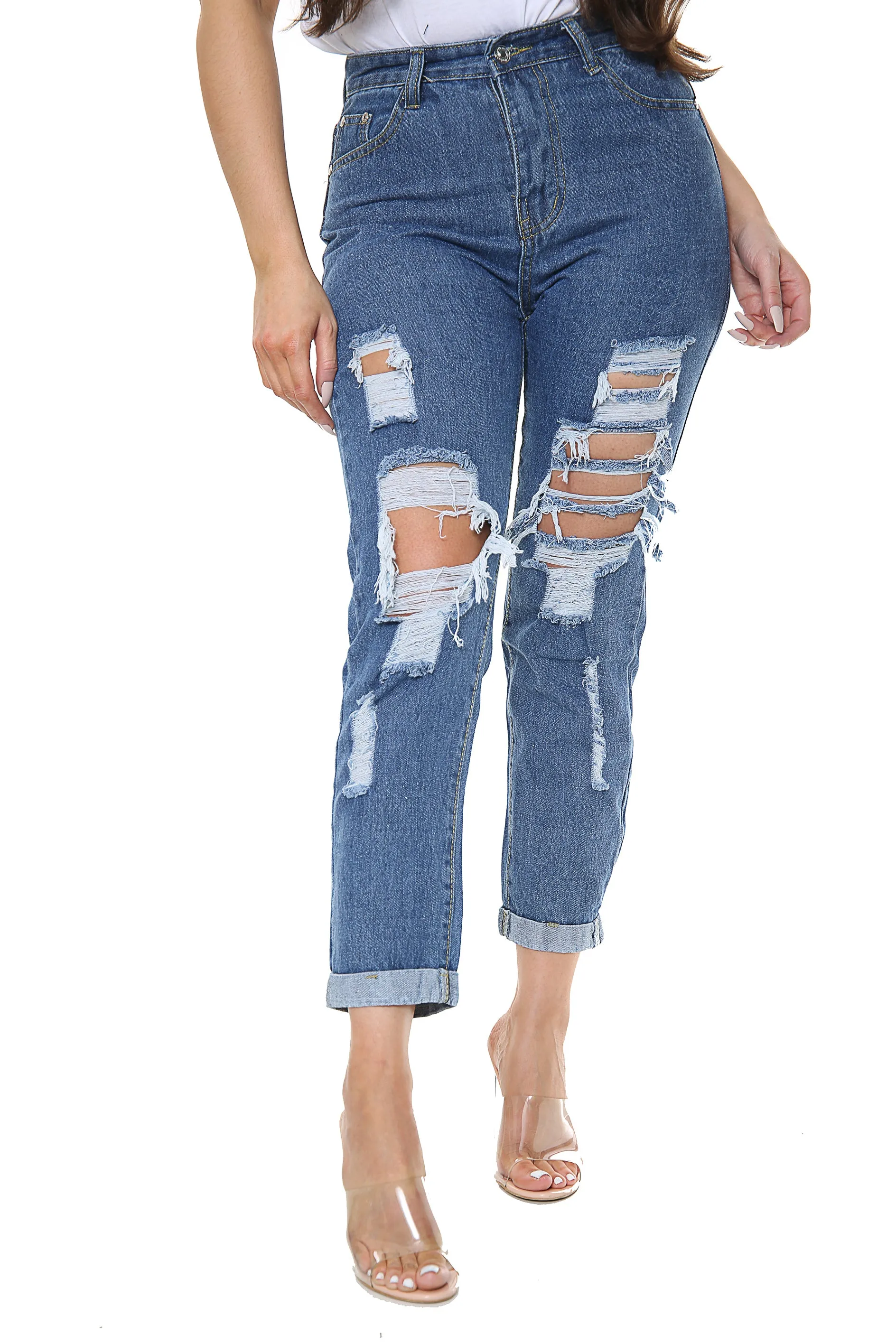 Blue Boyfriend Ripped Jeans sold by Denimwise product image thumbnail 2