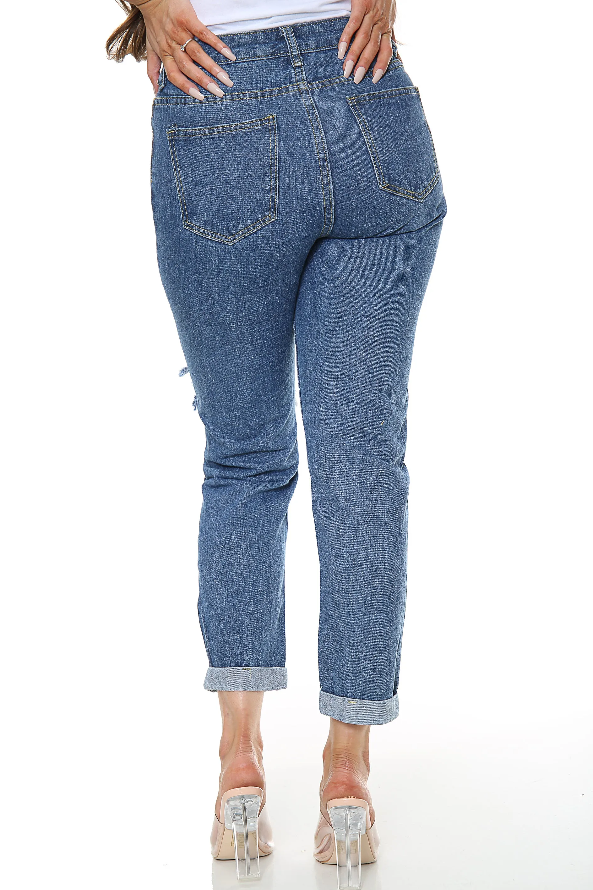 Blue Boyfriend Ripped Jeans sold by Denimwise product image thumbnail 4