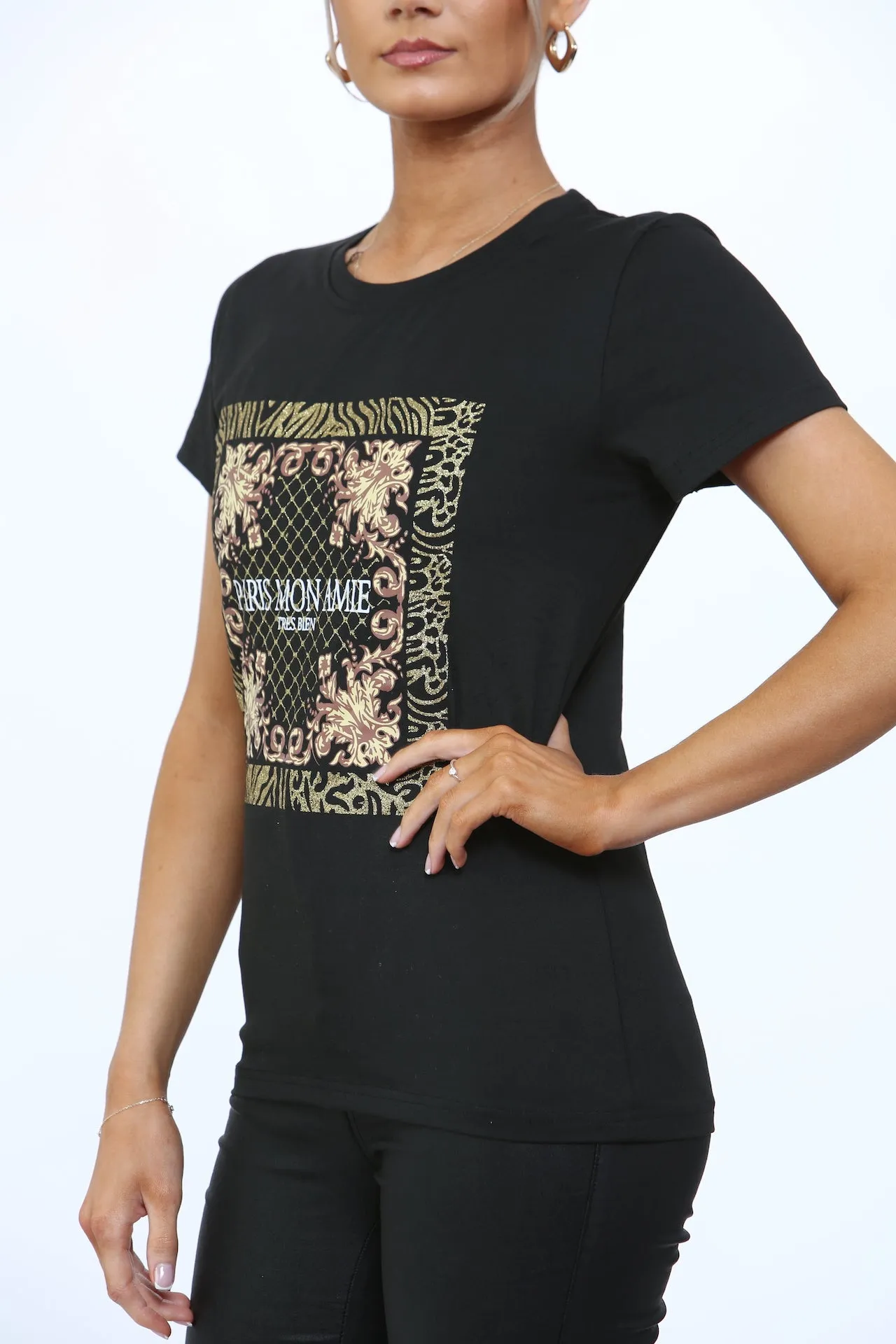 'PARIS MON AMIE ' SLOGAN PRINT T-SHIRT sold by Denimwise product image thumbnail 4