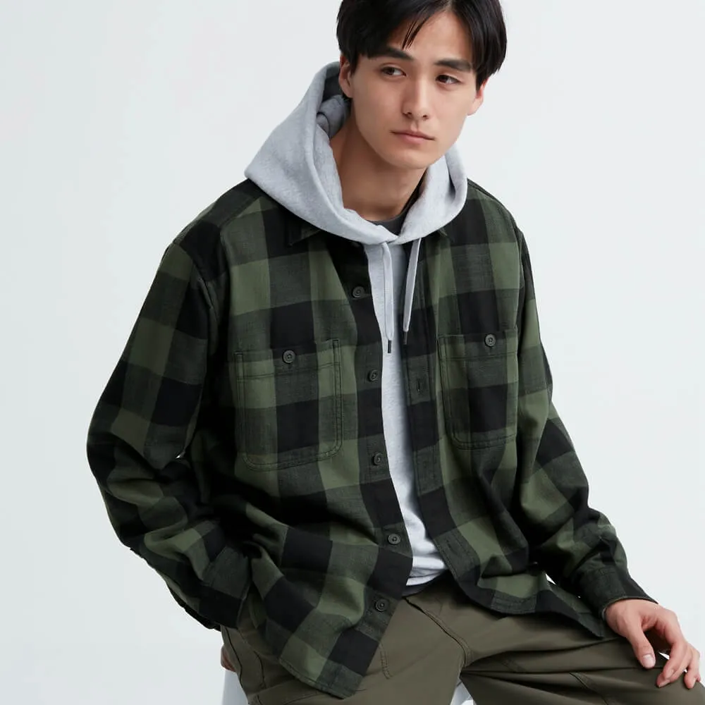 Plaid Performance Flannel Workshirt Olive sold by IslandHaze