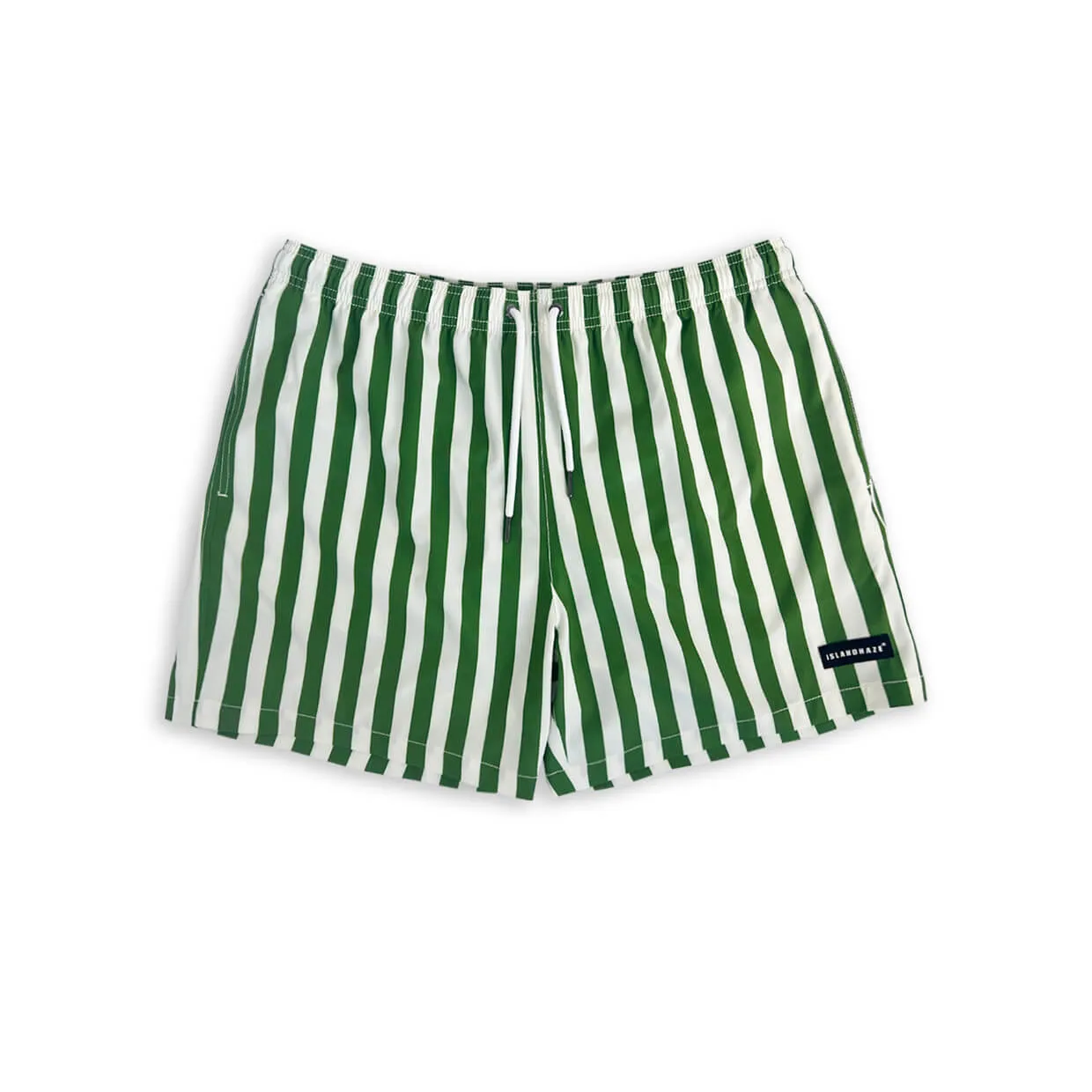 Men's Striped Shorts 5" Swim Trunks-Green sold by IslandHaze