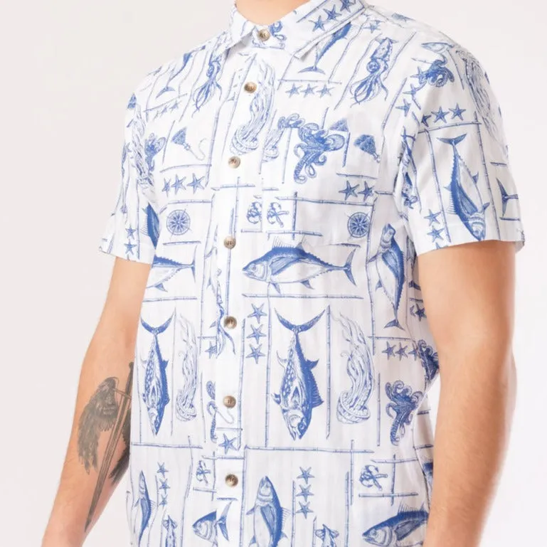 Men's Beach Shirt Fishball Short Sleeve Shirt sold by IslandHaze
