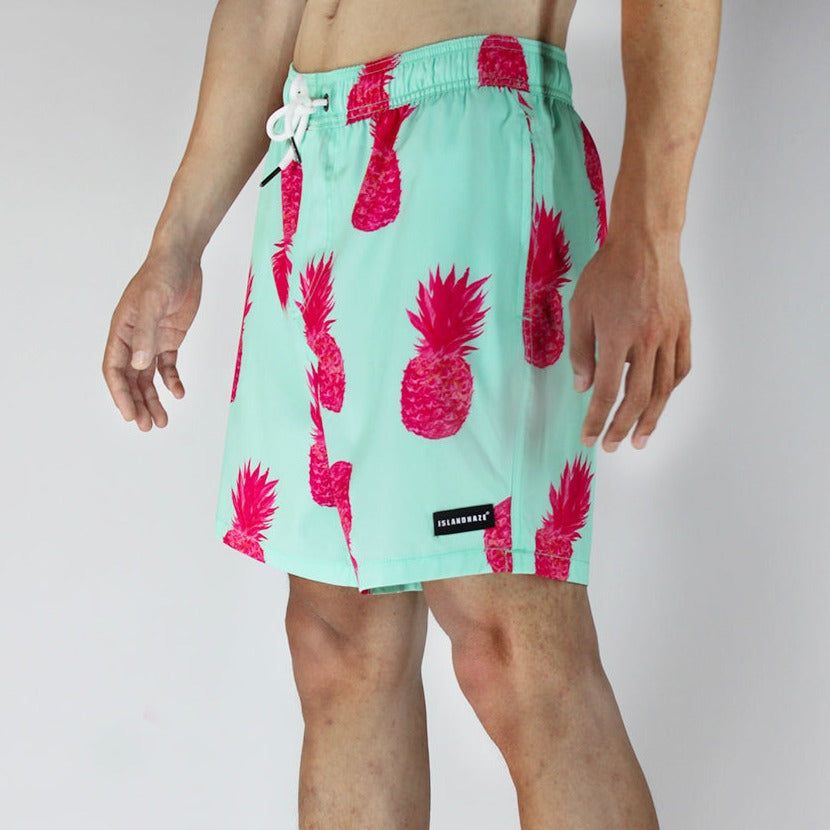 Men's 6'' Stretch Printed Volley Pineapple Swim Trunks-PINA COLADA sold by IslandHaze product image thumbnail 3